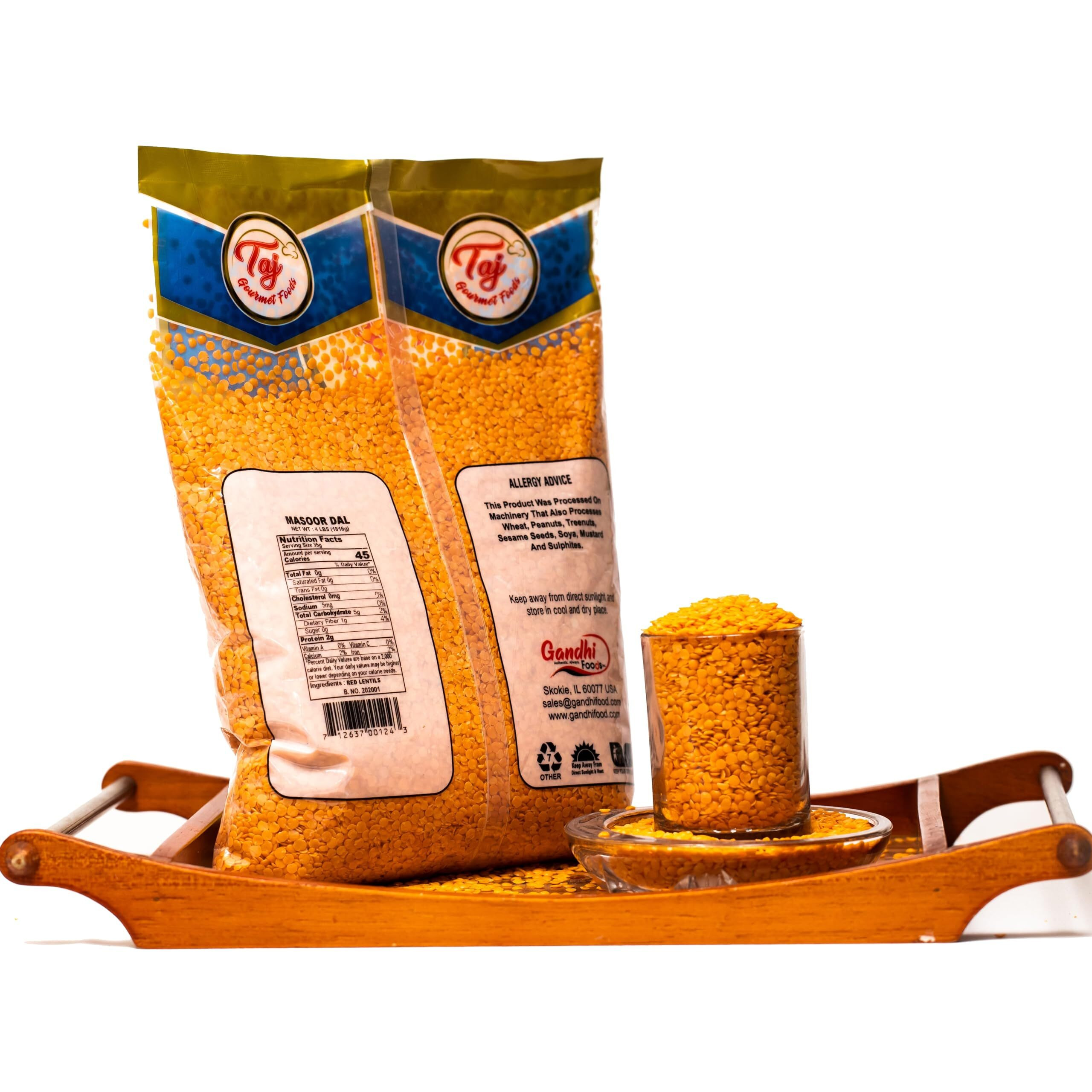 Taj Premium Indian Masoor Dal, Red Lentils (2-Pounds)