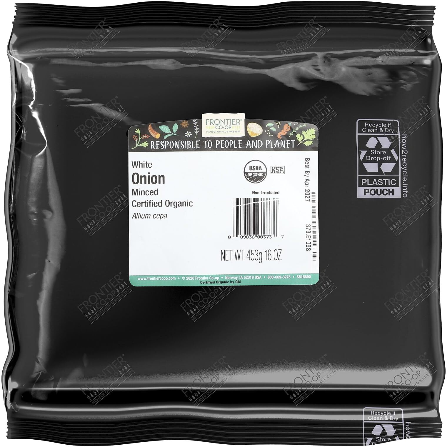 Frontier Co-Op Certified Organic White Minced Onion, 1-Pound Bulk, Warm, Sweet, Salty Flavor For Stews & Soups, Kosher