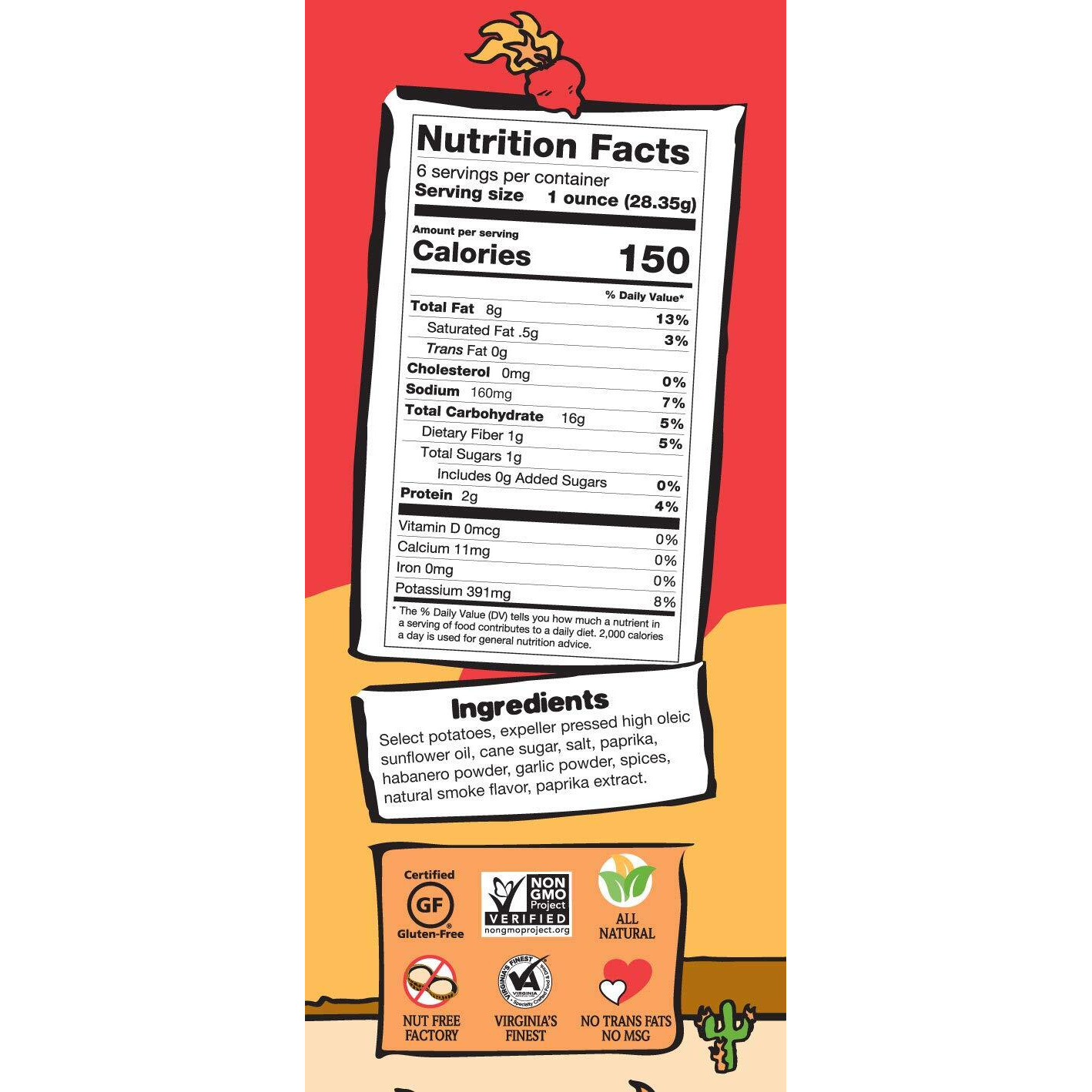 Route 11 Potato Chips  Mama Zuma's Revenge (4 Bags (6 Oz Each)) Hot Habanero Jalapeno Spicy Chips