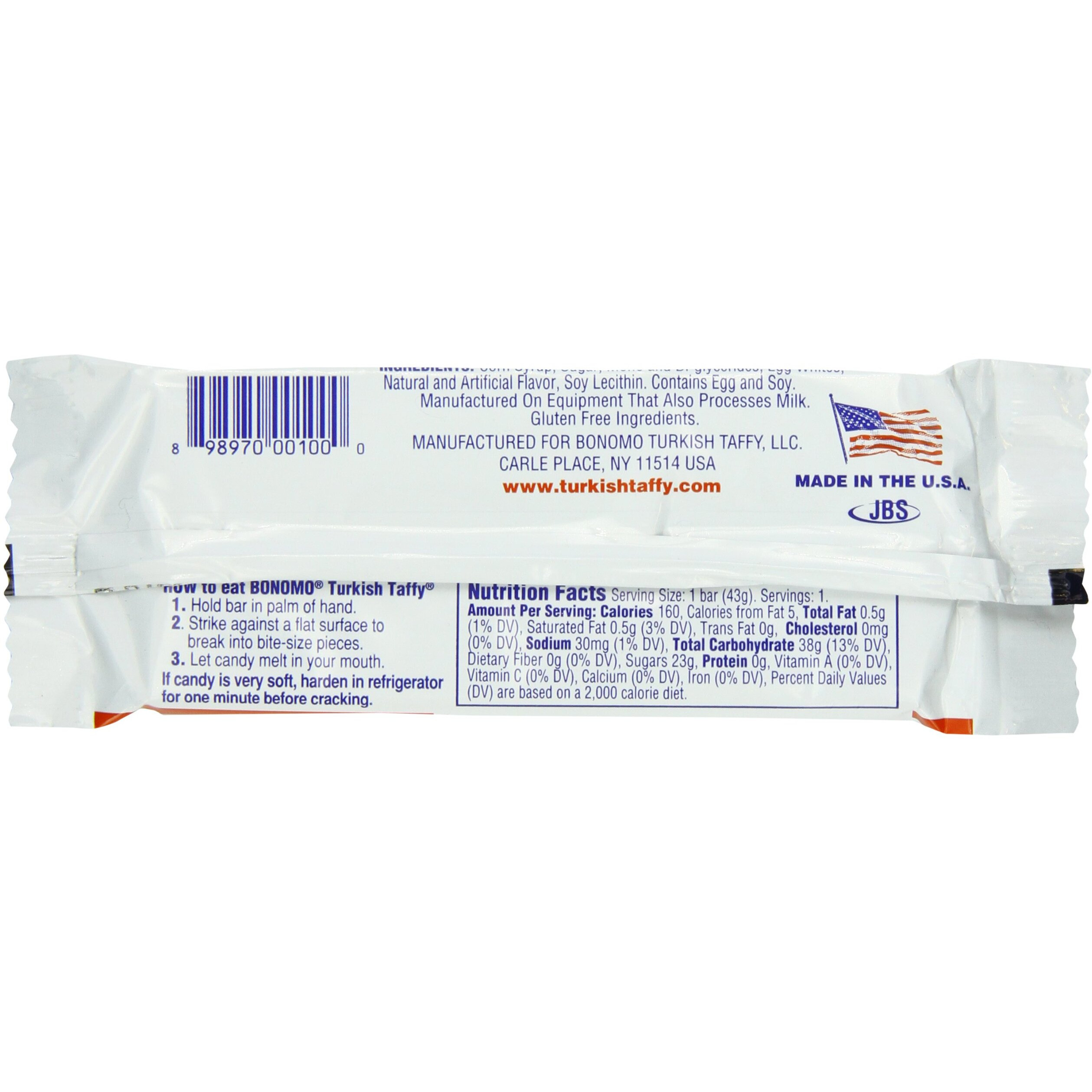 Bonomo Turkish Taffy Bar, Vanilla, 1.5 Ounce (Pack Of 24)