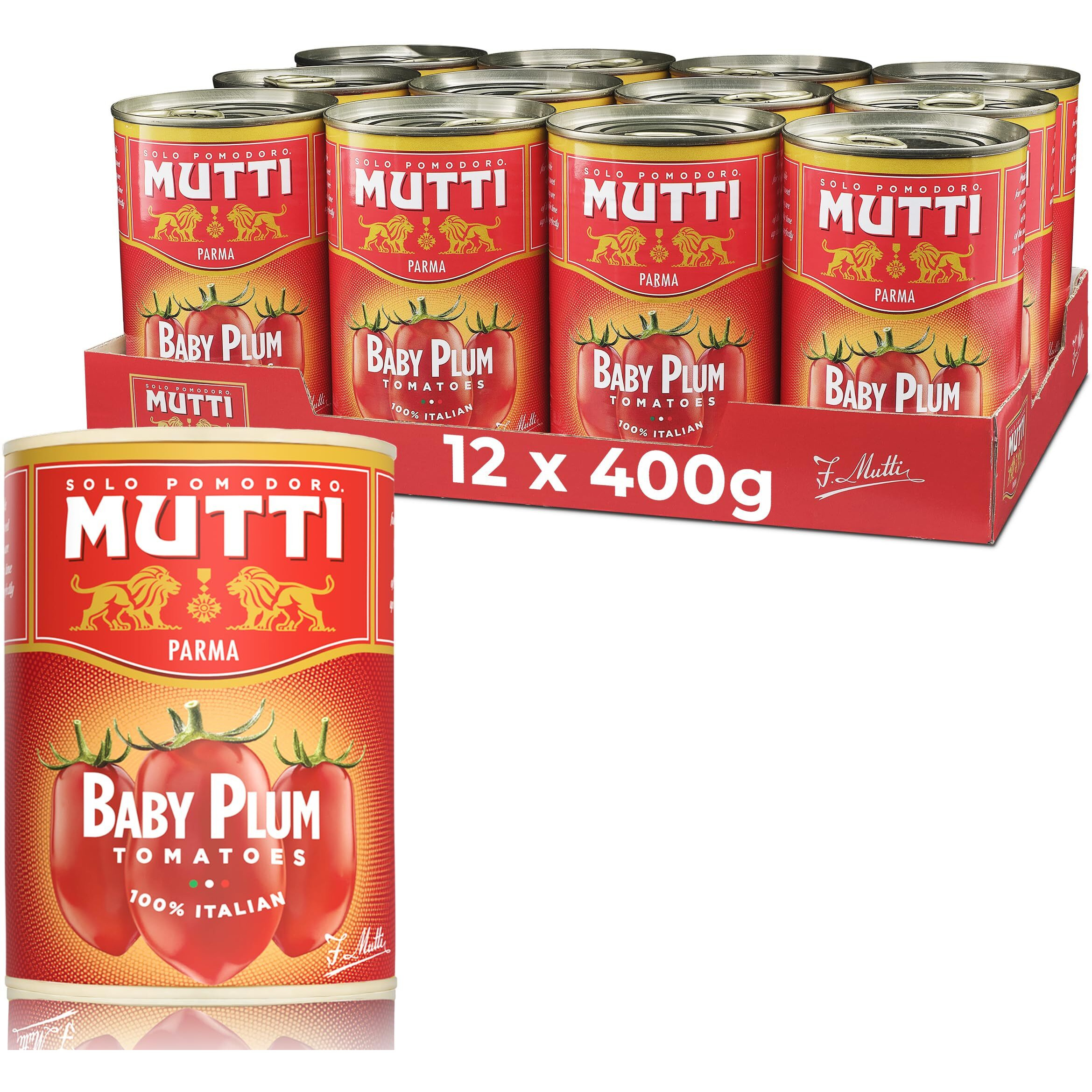 Mutti Baby Roma Tomatoes (Datterini), 14 Oz. | 12 Pack | Italys 1 Brand Of Tomatoes | Fresh Taste  For Cooking  |  Canned Tomatoes | Vegan Friendly & Gluten Free | No Additives Or  Preservatives