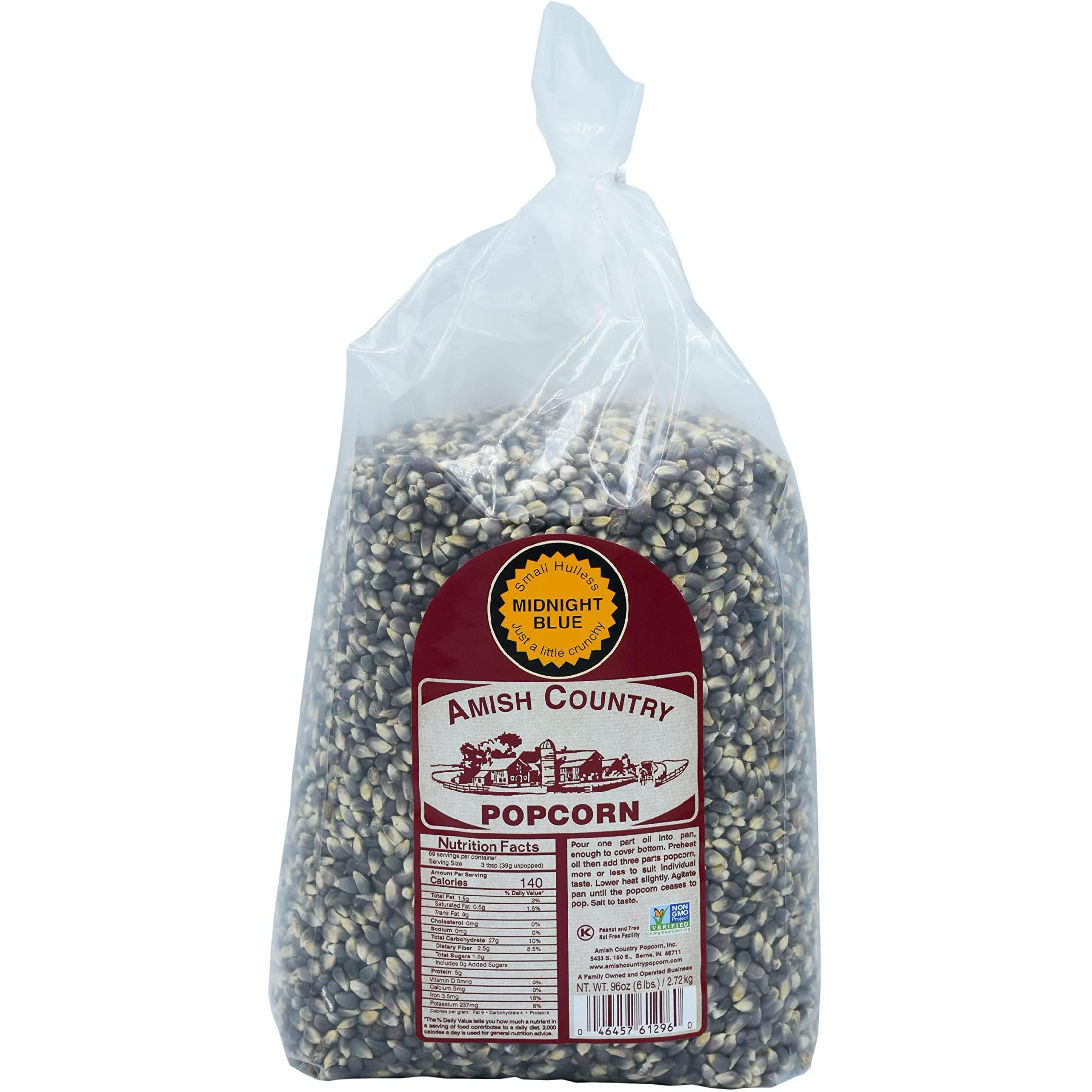 Amish Country Popcorn | 6 Lb Bag | Midnight Blue Popcorn Kernels | Old Fashioned, Non-Gmo And Gluten Free (Midnight Blue - 6 Lb Bag)