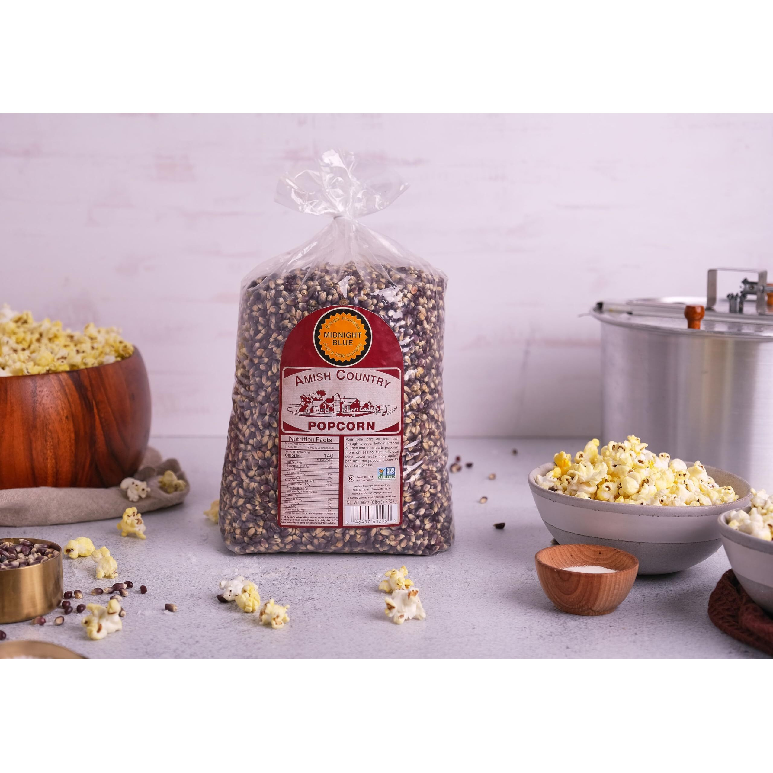 Amish Country Popcorn | 6 Lb Bag | Midnight Blue Popcorn Kernels | Old Fashioned, Non-Gmo And Gluten Free (Midnight Blue - 6 Lb Bag)