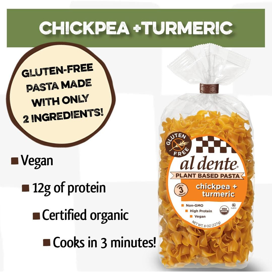 Al Dente Plant Based Pasta Chickpea + Turmeric, 8 Ounce (Pack Of 6)