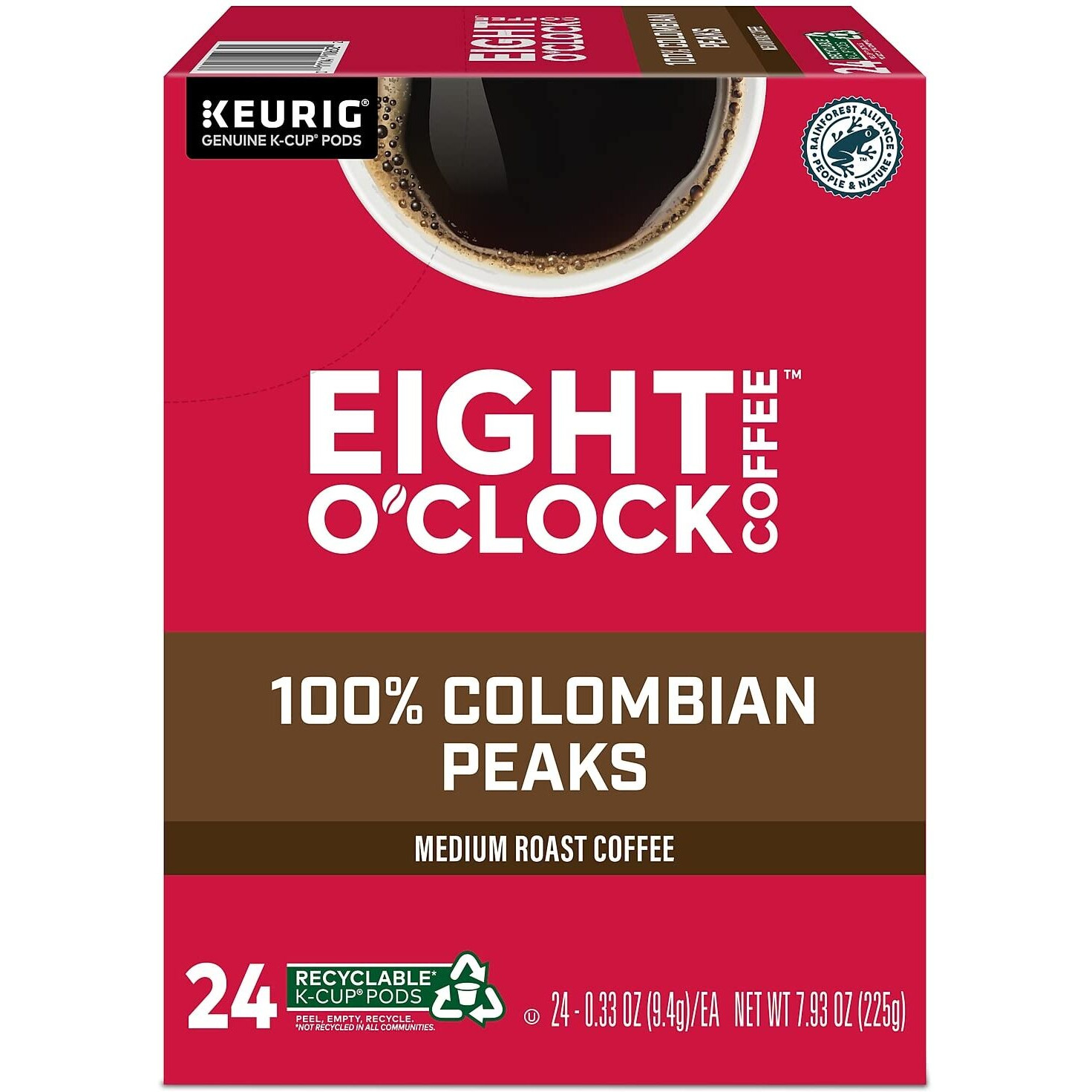 Eight O'Clock Coffee Colombian Peaks, Single-Serve Keurig K-Cup Pods, Medium Roast Coffee, 24 Count
