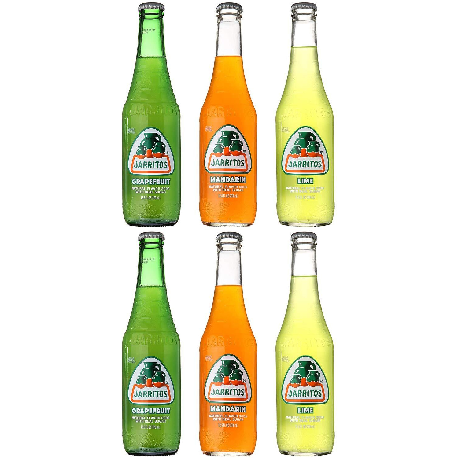 Jarritos Mexican Soft Soda Drink, Grapefruit, Mandarin, Lime - Variety Pack, 12.5Oz Glass Bottle (Pack Of 6, Total Of 75 Fl Oz)