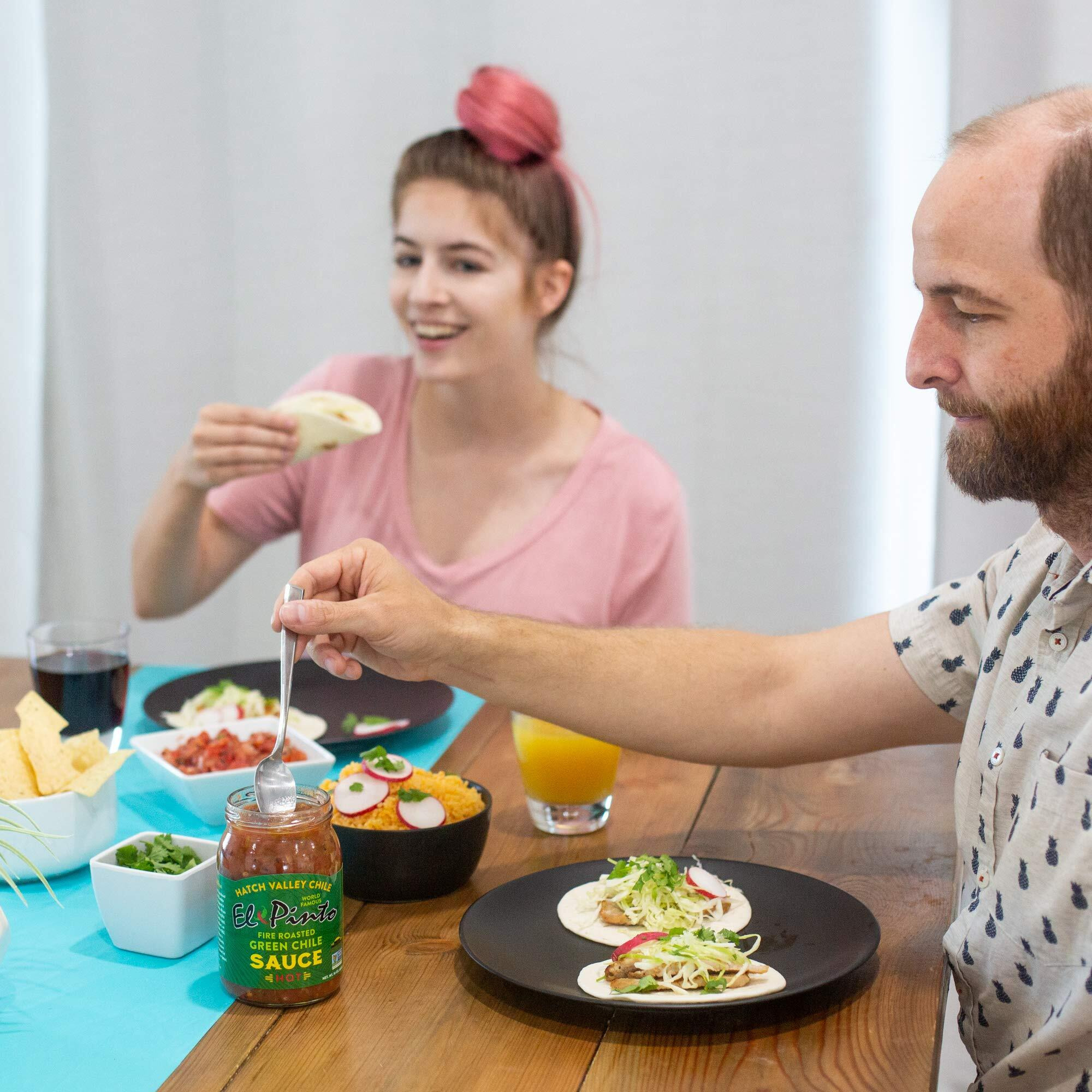 El Pinto All Natural Green Chile Sauce Hot, 16 Oz (Pack Of 6)