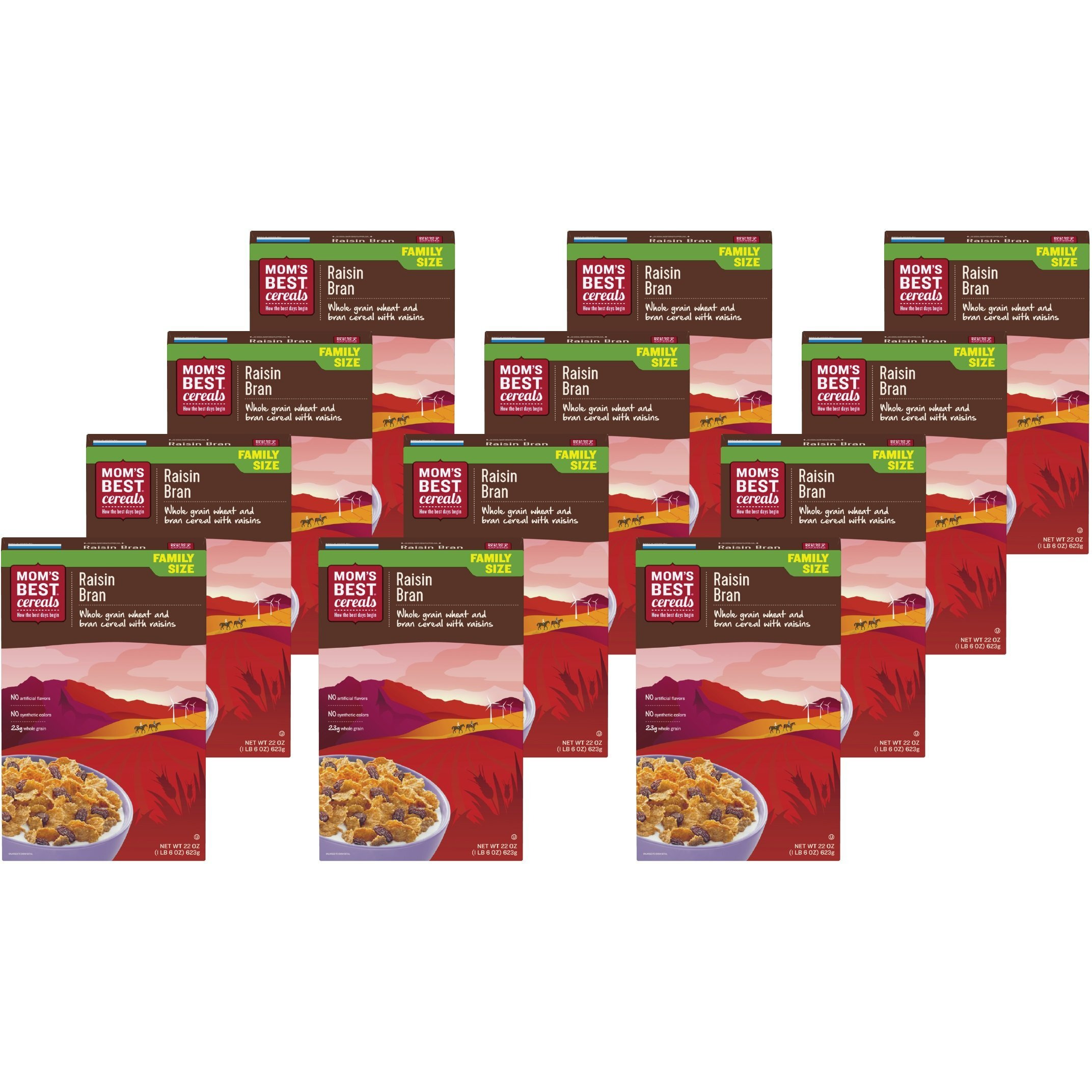 Mom's Best Raisin Bran Cereal, Whole Grain, 22 Ounces (Pack Of 10)