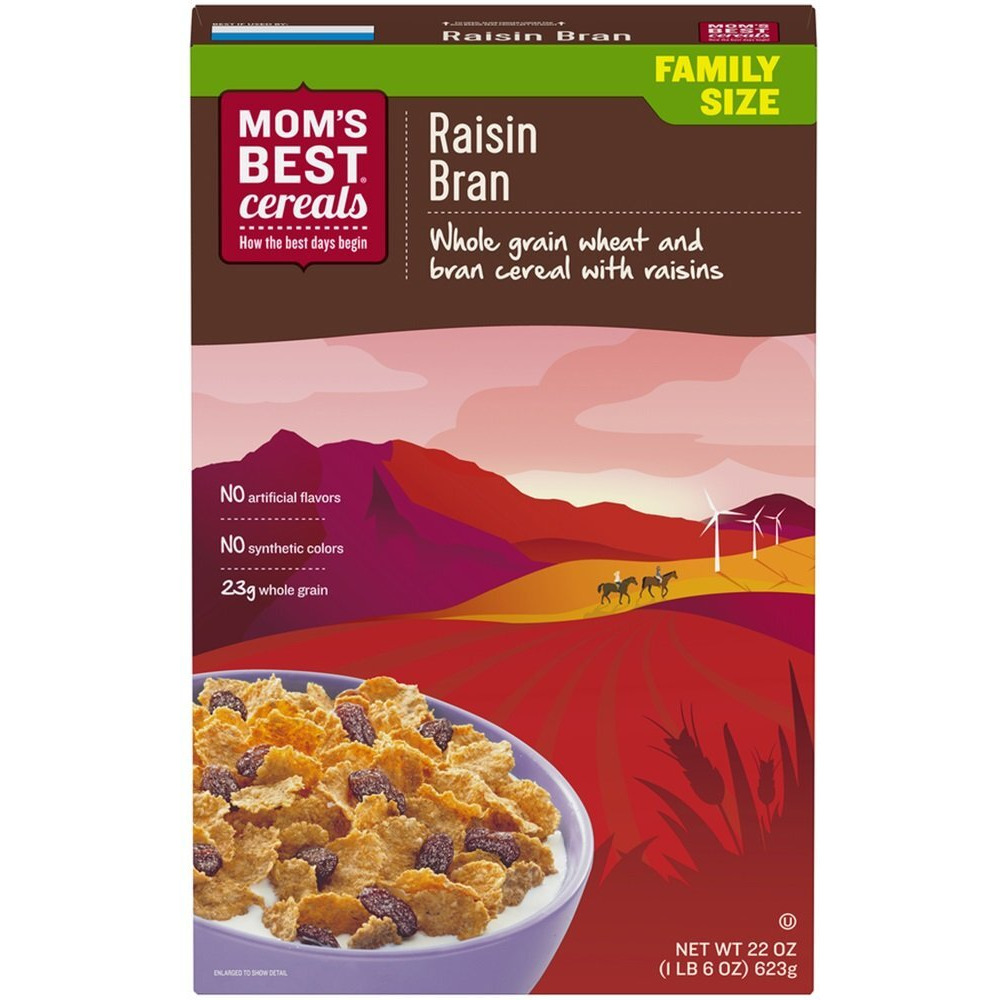 Mom's Best Raisin Bran Cereal, Whole Grain, 22 Ounces (Pack Of 10)