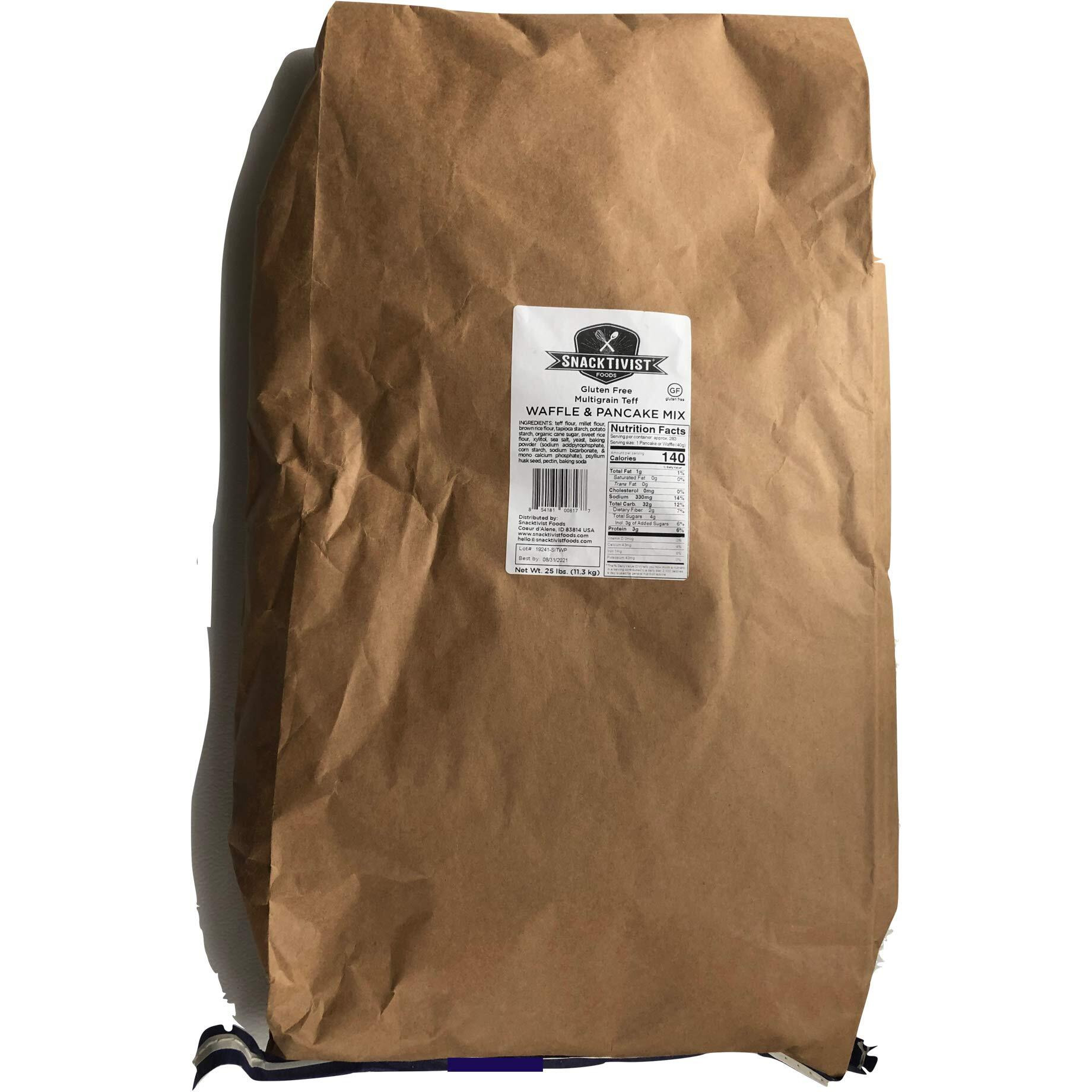 Snacktivist Foods - Ivory Teff Pancake & Waffle Mix, GlutenFree, Non-Gmo, Egg-Free, Dairy-Free, 25 Pounds Bulk Bag