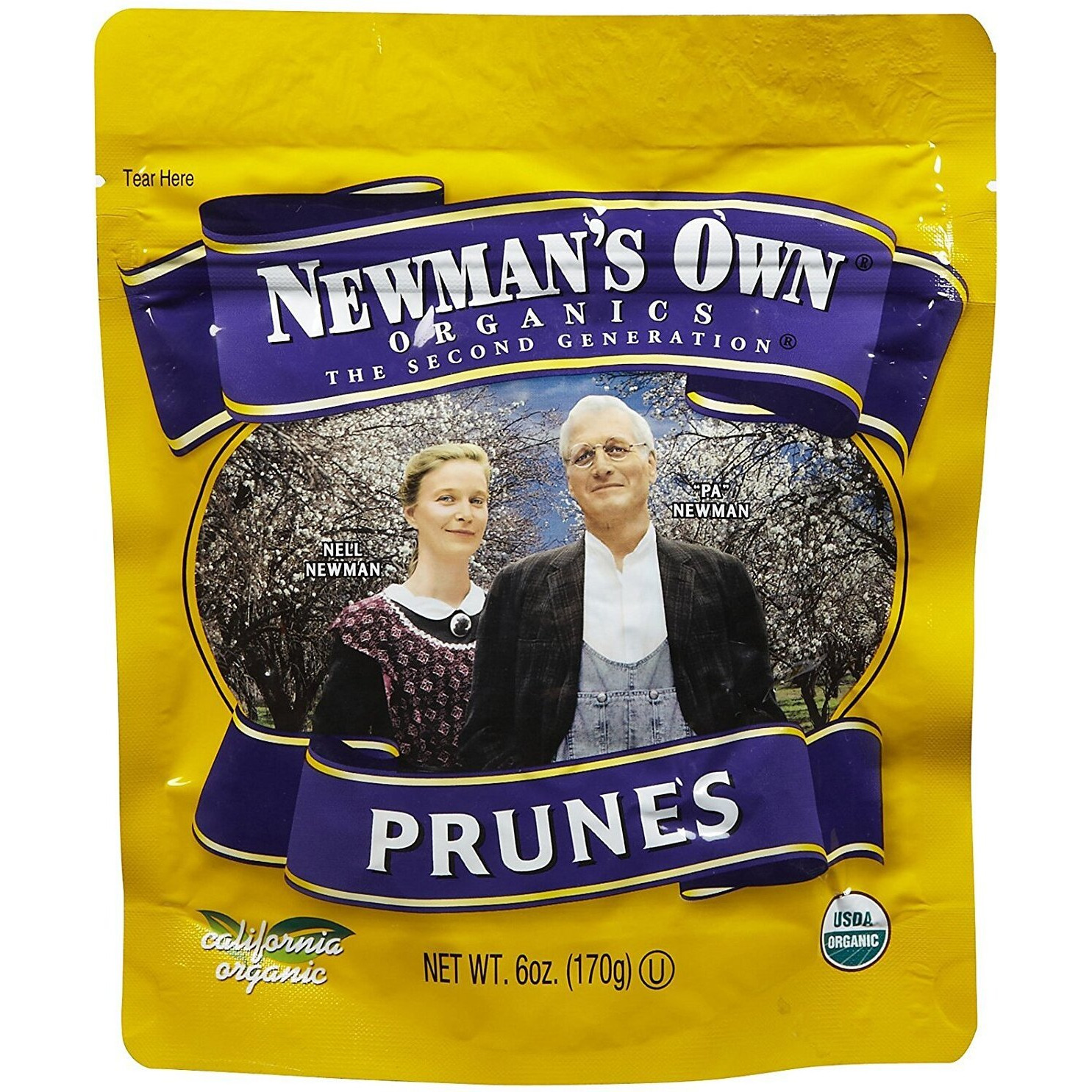 Newman's Own Organics Organics California Prunes Pouches, 6 Oz, 2 Pk