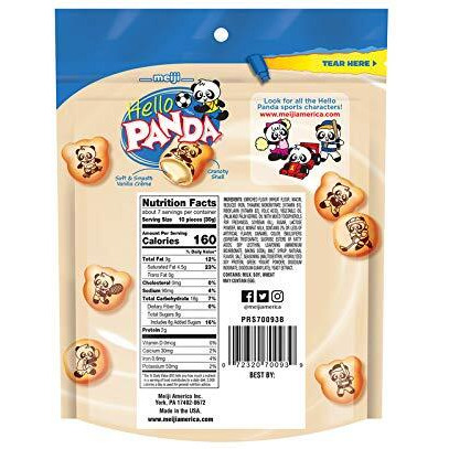 Meiji Hello Panda Cookies, Vanilla Crme Filled - 7 Oz, Pack Of 6 - Bite Sized Cookies With Fun Panda Sports