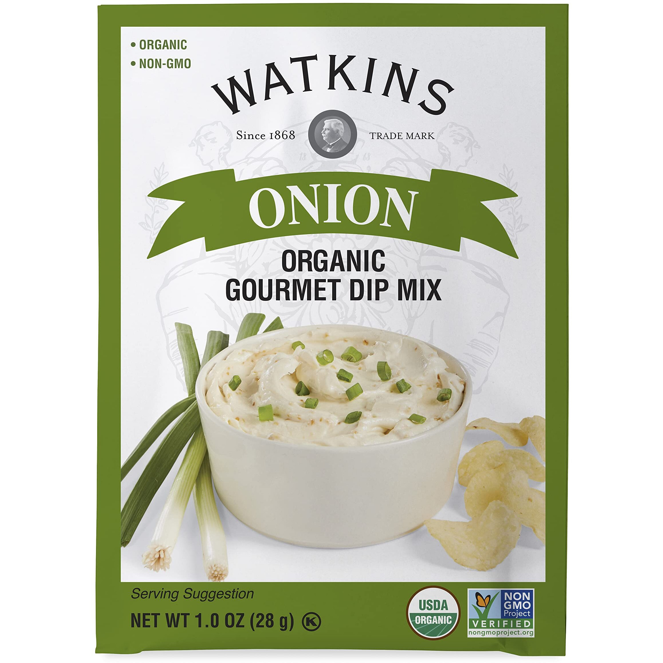 Watkins Organic Gourmet Dip Mix, Onion, 1.0 Oz. Packets, 12-Pack