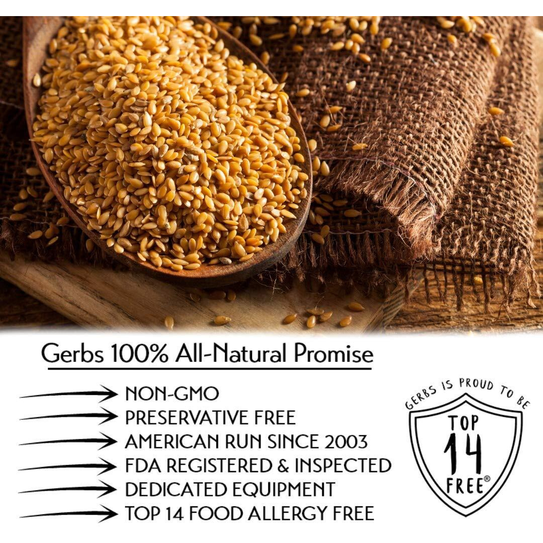 Gerbs Raw Golden Flax Seeds 2 Lbs. Premium Grade | Freshly Harvested Flaxseed & Packaged In Resealable Bulk Bag | Non-Gmo, Keto & Paleo Cleared |High In Omega-3 Fatty Acids & Fiber| Gluten Peanut Free