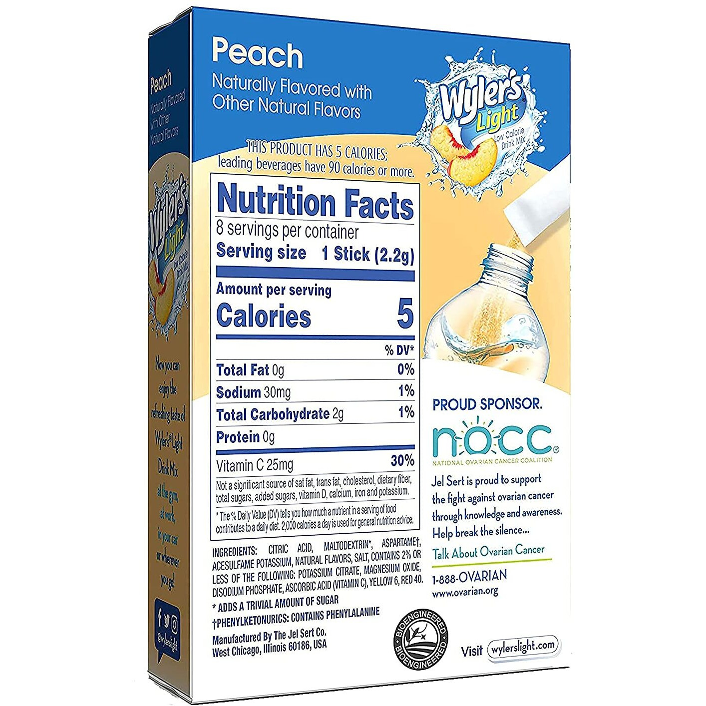 Wyler's Light Singles To Go Drink Mix, Peach, 6 Pack (48 Drink Sticks Total)