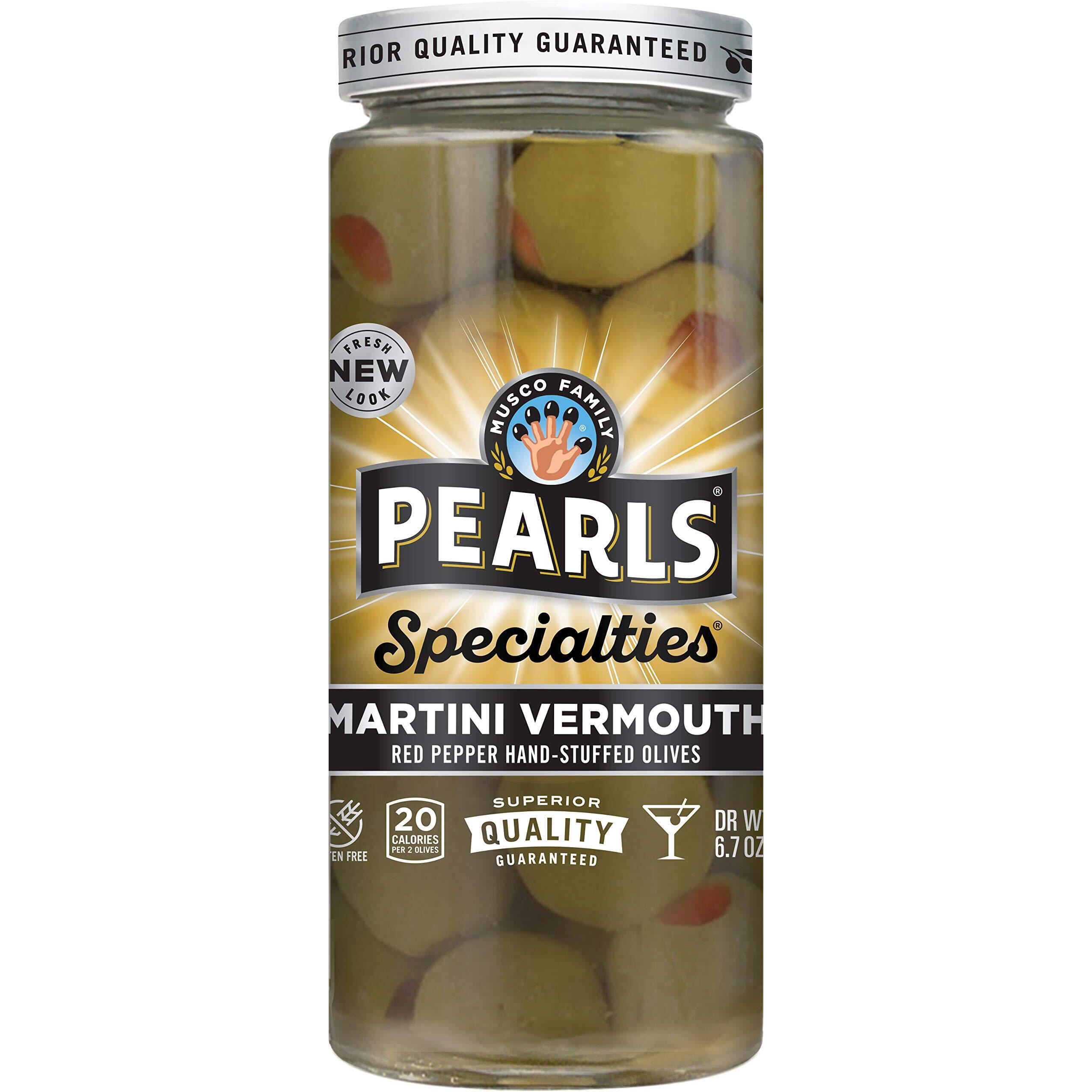 Pearls Specialties, Martini With Vermouth, Pimiento Stuffed, Queen Olives, 6.7 Oz, 6-Jars