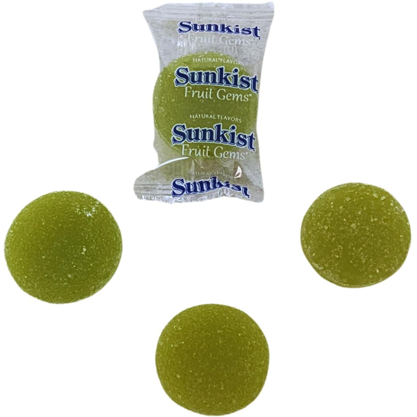 Sunkist Individually Wrapped Fruit Gems Soft Candy Lime Flavor Only -1Lbs, (16 Oz)