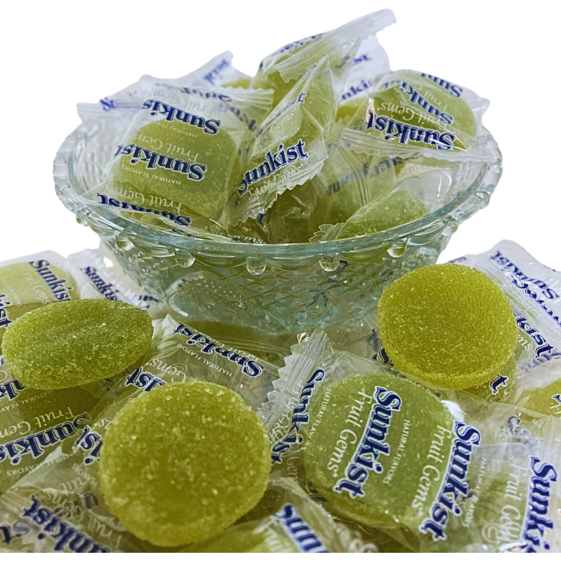 Sunkist Individually Wrapped Fruit Gems Soft Candy Lime Flavor Only -1Lbs, (16 Oz)