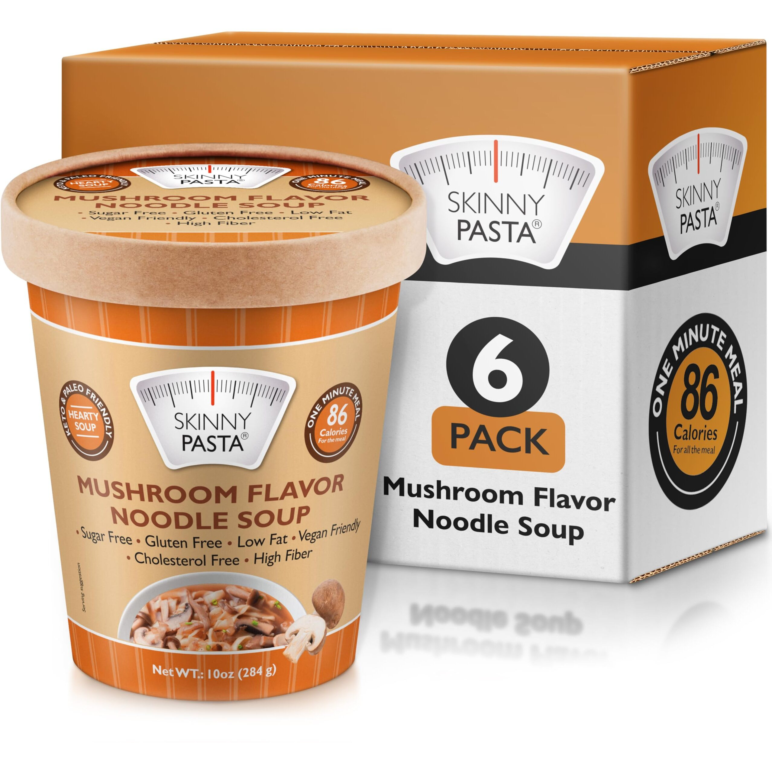 Skinny Pasta Healthy Shirataki Noodle Mushroom Soup | Ultra-Low Calorie Konjac Noodles Ramen For Weight Loss | High Fiber, Carb Free, Keto & Paleo Friendly Vegan Noodles Instant Soup | 6 Pack