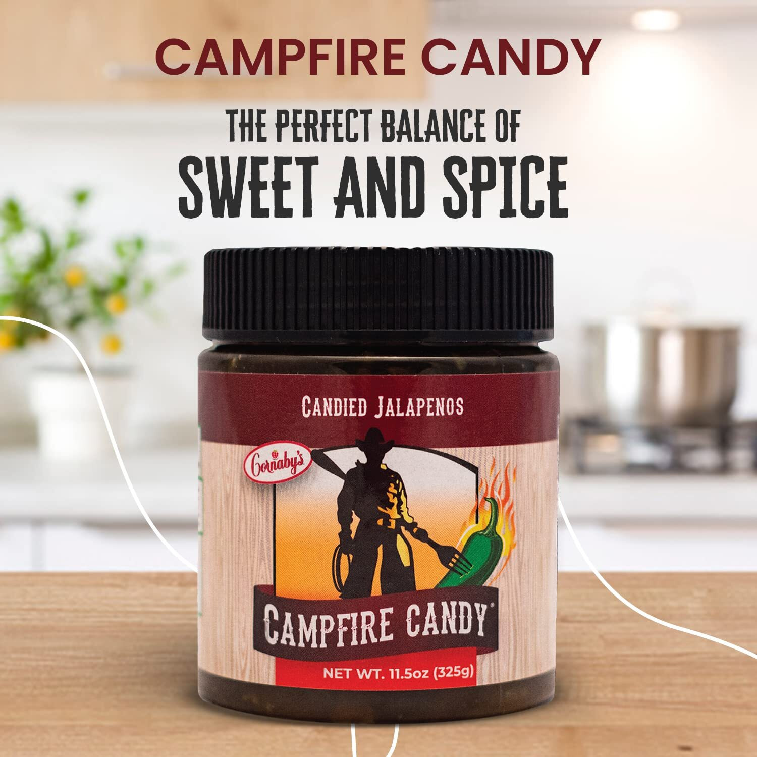 Cornaby's Campfire Candy - Sweet And Spicy Candied Jalapeno Relish In A Jar - For Burgers, Hot Dogs, Nachos & More - Plant-Based, Non-Gmo, Gluten-Free Made In Usa - (13Oz)