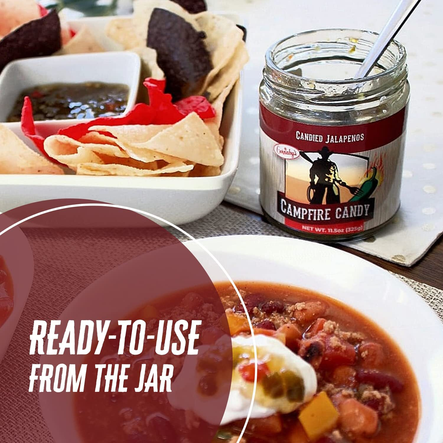Cornaby's Campfire Candy - Sweet And Spicy Candied Jalapeno Relish In A Jar - For Burgers, Hot Dogs, Nachos & More - Plant-Based, Non-Gmo, Gluten-Free Made In Usa - (13Oz)