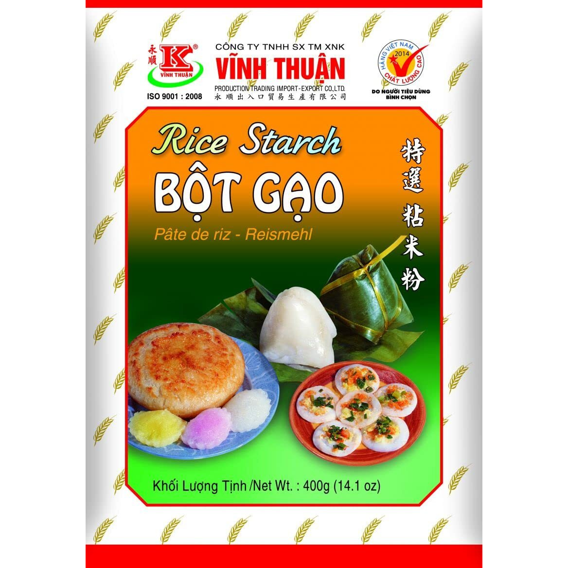 Vinh Thuan - Rice Starch - Gluten Free - Bot Gao, 1 Bag (14.1 Oz)