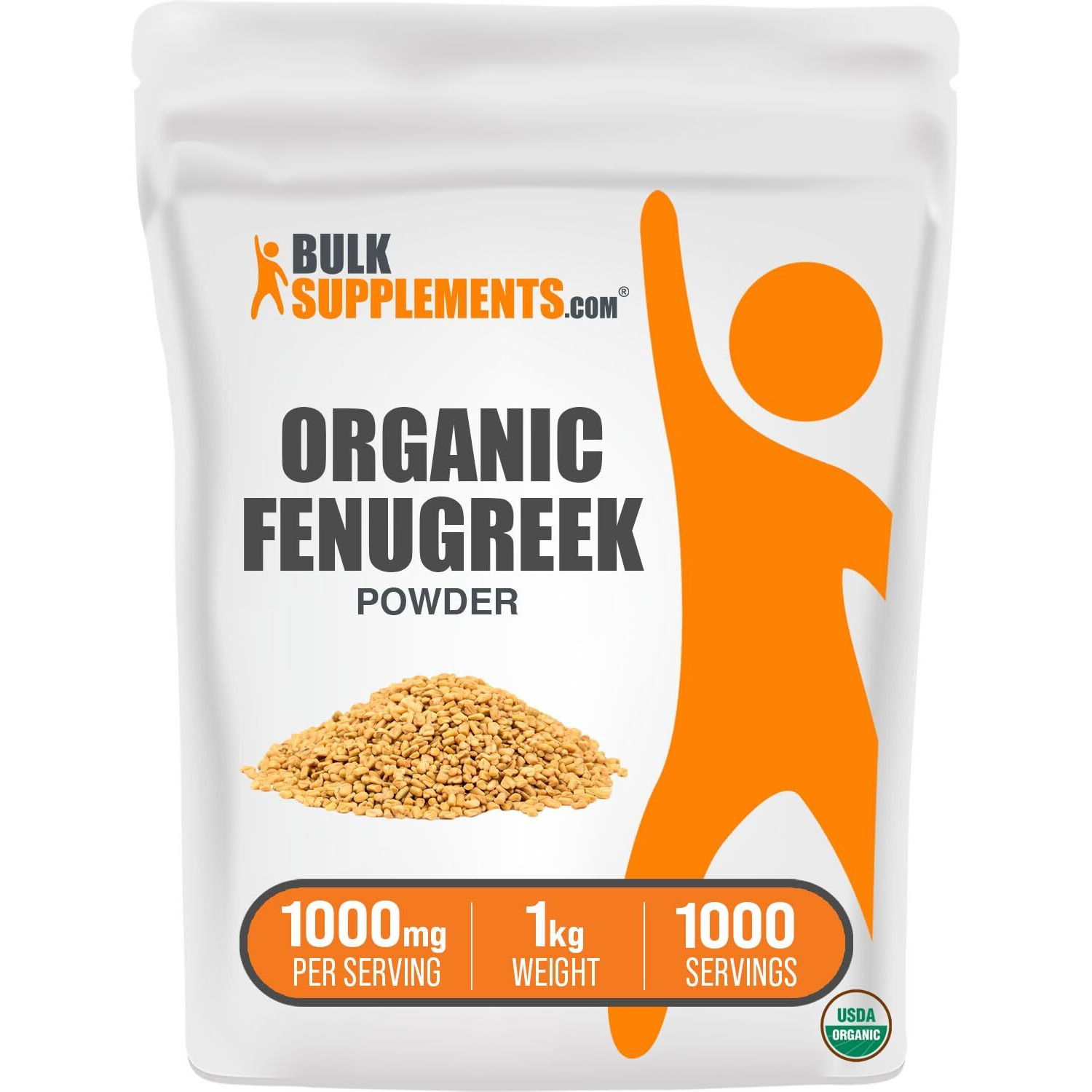 Bulksupplements.Com Organic Fenugreek Powder - From Fenugreek Seeds, Trigonella Foenum-Graecum, Fenugreek Supplement - Gluten Free, 1000Mg Per Serving, 1Kg (2.2 Lbs) (Pack Of 1)