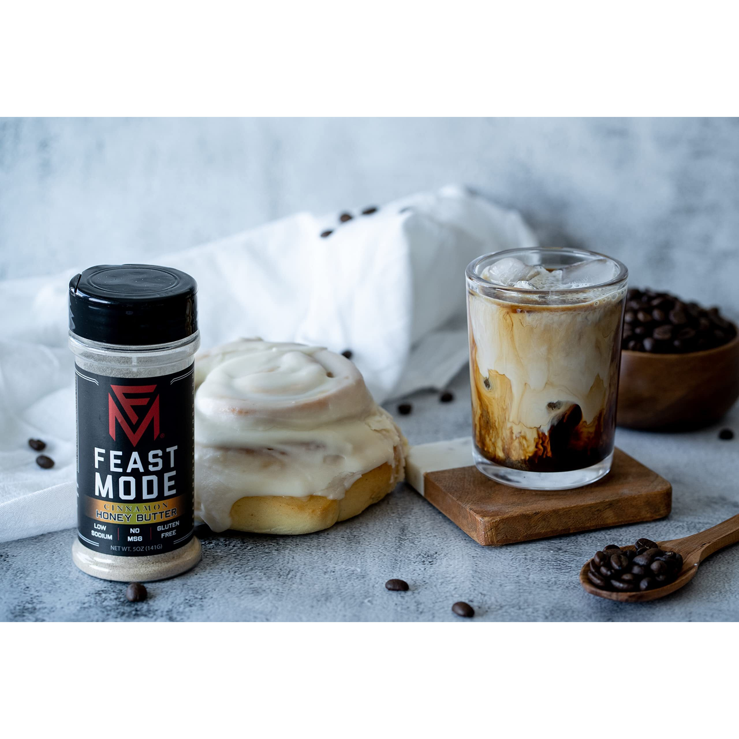 Feast Mode Flavors | Cinnamon Honey Butter Seasoning | Low Sodium No Msg Gluten Free | All Natural Meal Prep Flavoring, Sweet Topper For Breakfast Oatmeal Popcorn Ice Cream Dessert Spice Blend Powder