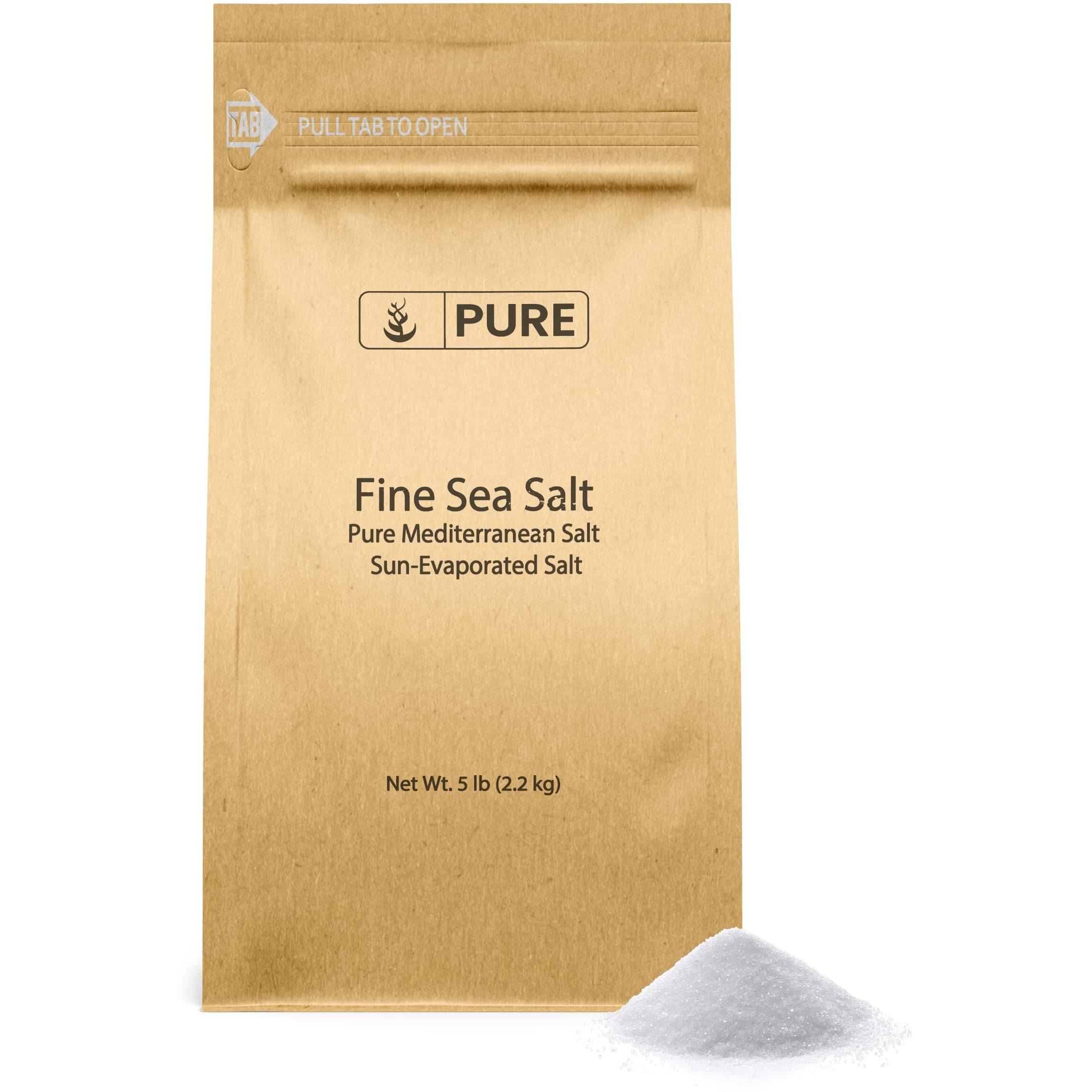 Pure Original Ingredients Fine Sea Salt (5 Lb) Mediterranean Sea Salt, Essential Seasoning, Sun-Evaporated