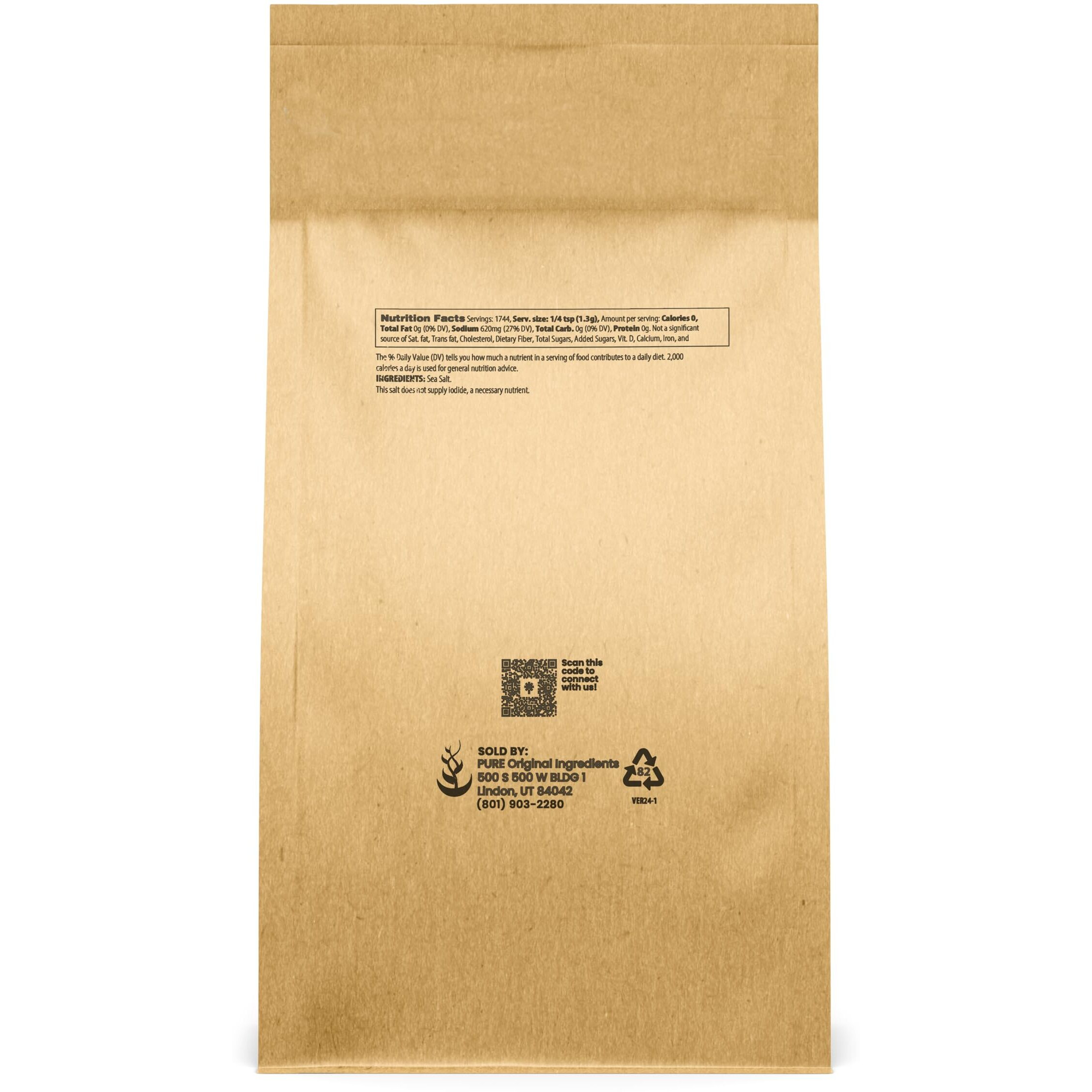 Pure Original Ingredients Fine Sea Salt (5 Lb) Mediterranean Sea Salt, Essential Seasoning, Sun-Evaporated