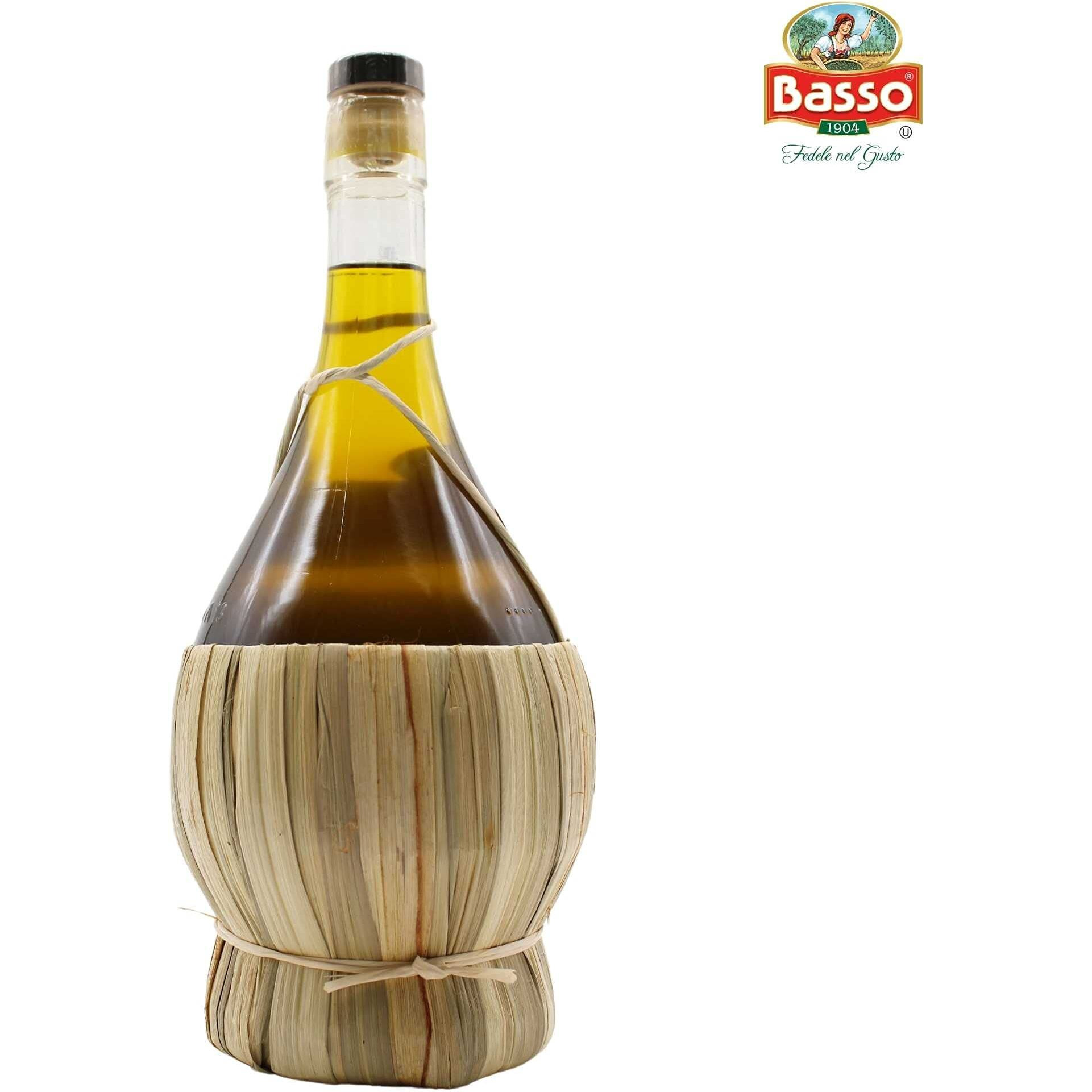 Extra Virgin Olive Oil | Unfiltered "&quotPremium"" | "&quotFirst Cold Pressed"" | "&quotProduct Of Italy"" | Wicker/Straw Basket| 1 Liter (33.81 Fl Oz) By Basso 1904