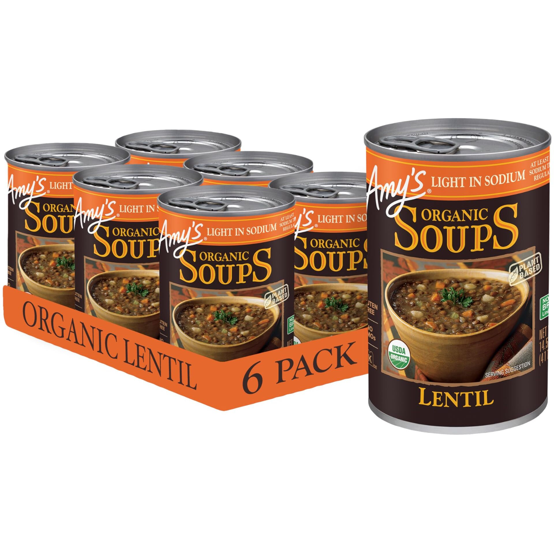 Amy's Soup, Vegan, Gluten Free, Organic Lentil, Light In Sodium, 14.5 Ounce (Pack Of 6)