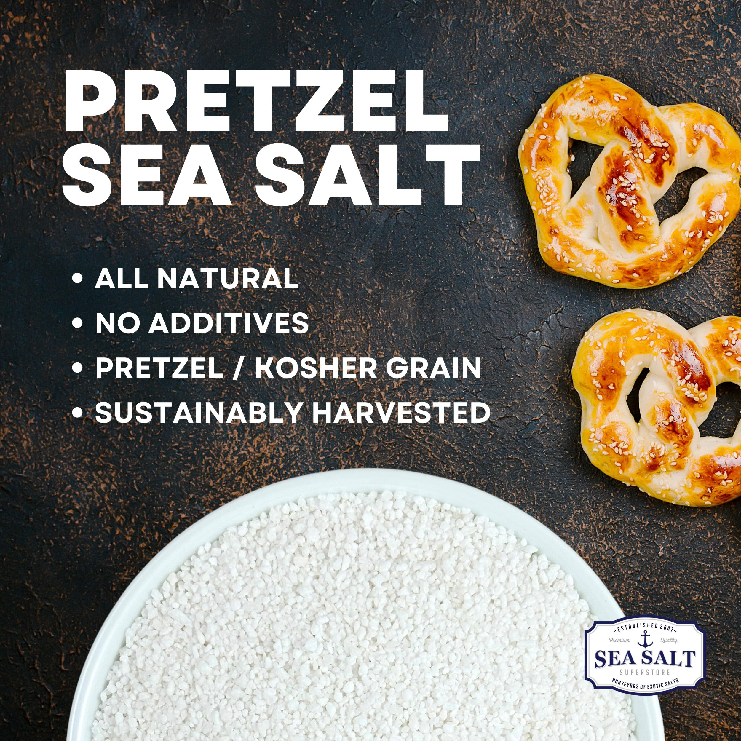 Pretzel Salt For Soft Pretzels, Food Grade Salt For Pretzels And Bagels, Heat Resistant Coarse Sea Salt For Soft Pretzel Dough, 1Lb Shaker - Sea Salt Superstore