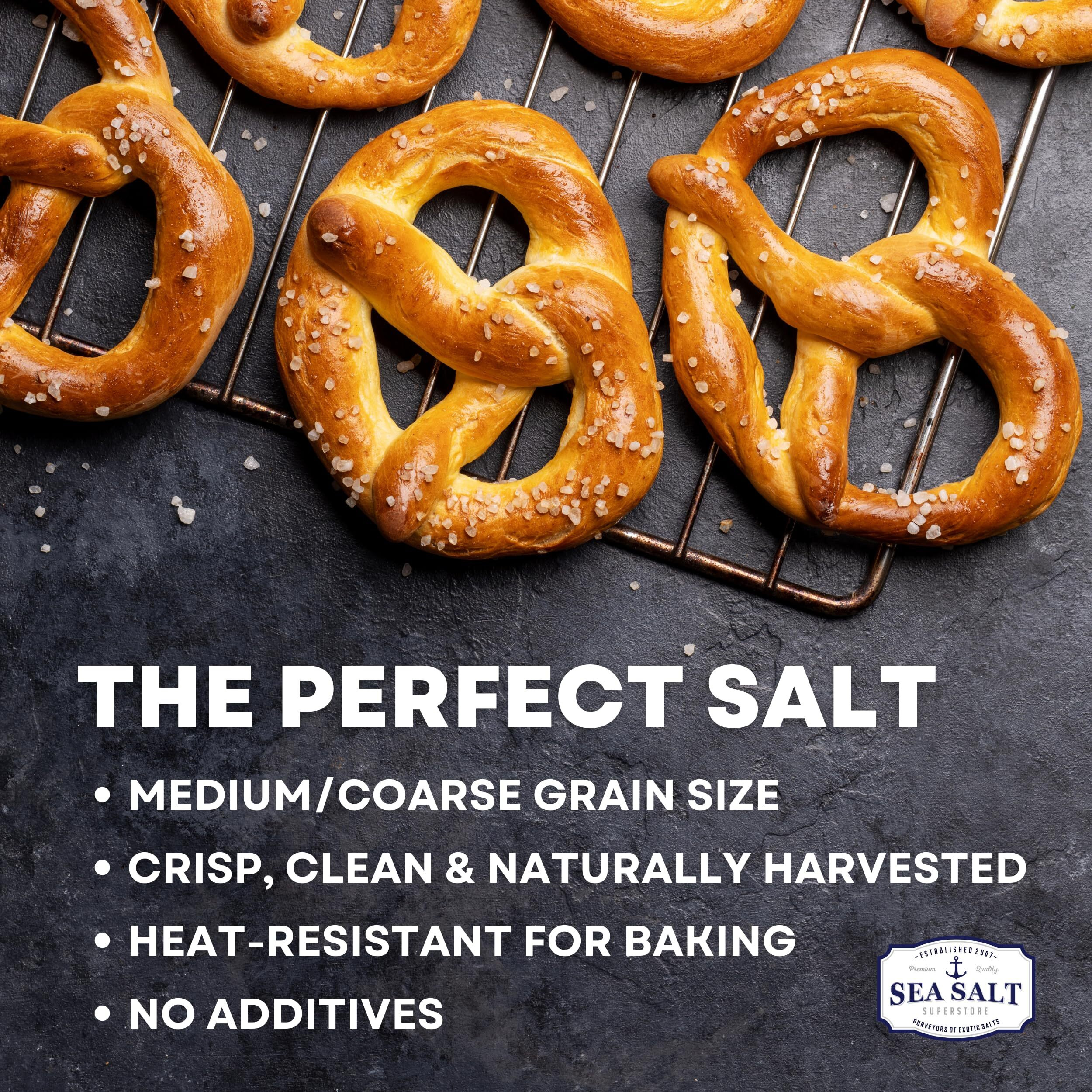 Pretzel Salt For Soft Pretzels, Food Grade Salt For Pretzels And Bagels, Heat Resistant Coarse Sea Salt For Soft Pretzel Dough, 1Lb Shaker - Sea Salt Superstore