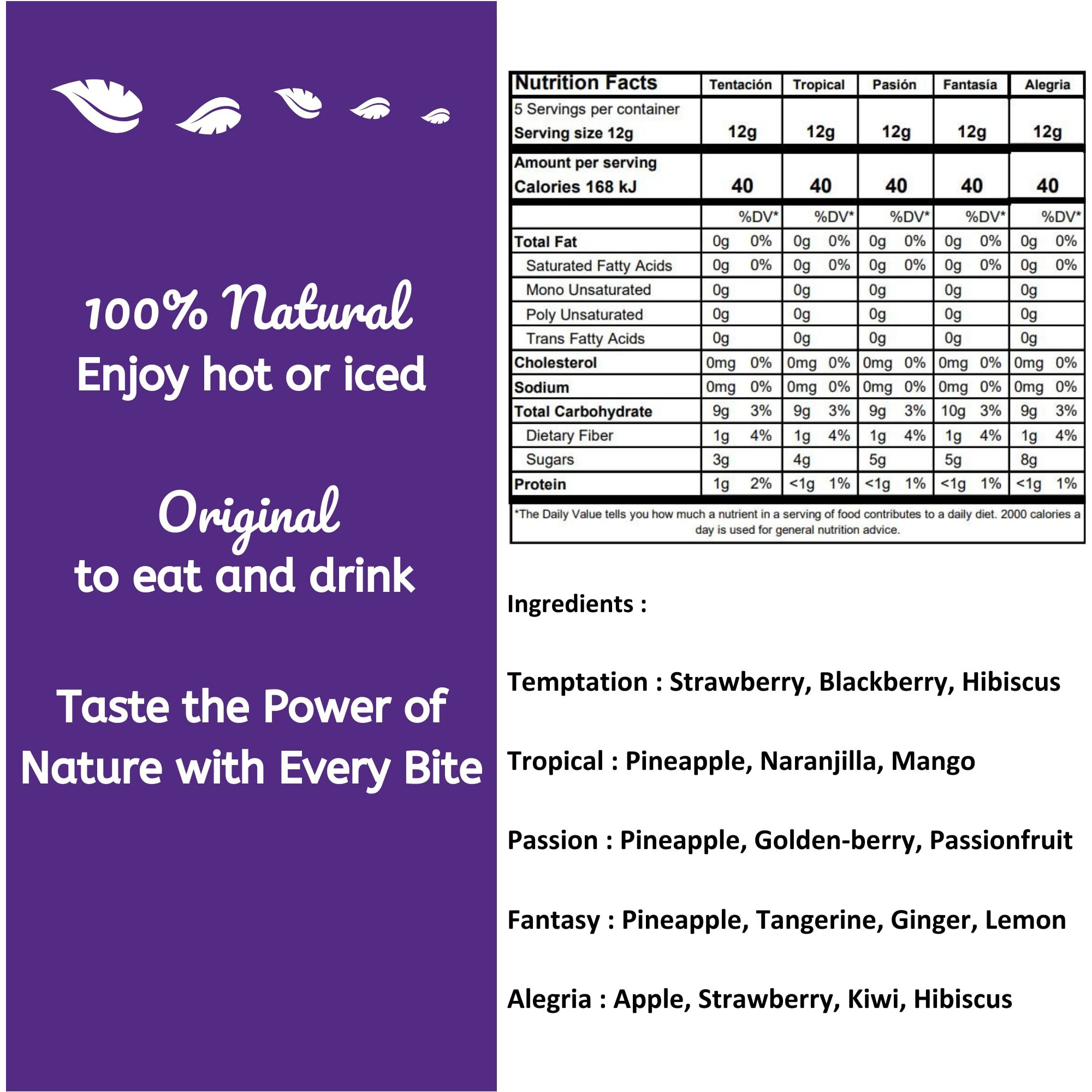 Alib   Dried Fruit Tea Infusions - Variety Pack - Certified Vegan, 100% Natural, Hot Or Iced, Caffeine Free, Eat And Drink - Box Of 2.12 Oz