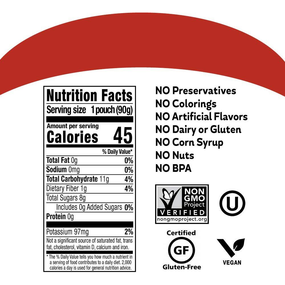 Buddy Fruits Snacks To Go Strawberry Unsweetened Applesauce 3.2Oz Pouch (18Pk) Gluten-Nut-Dairy-Preservatives-Bpa Free, Non Gmo, Kosher