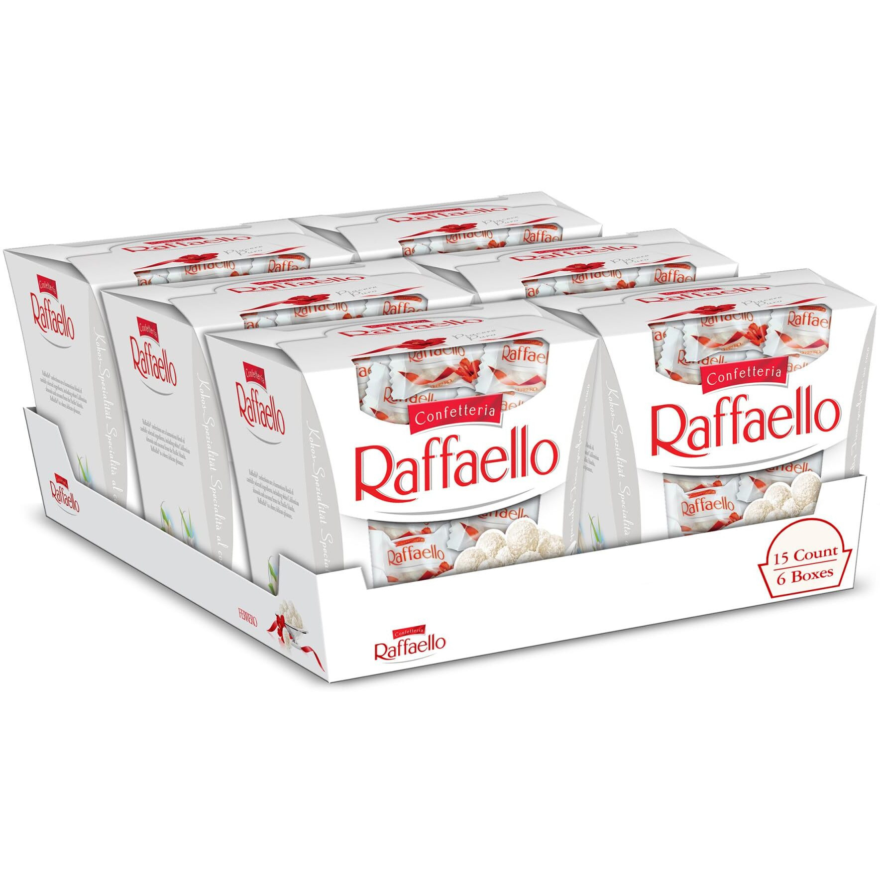 Raffaello, 15 Count, 6 Pack, Premium White Almond, Cream And Coconut, 5.3 Oz Each