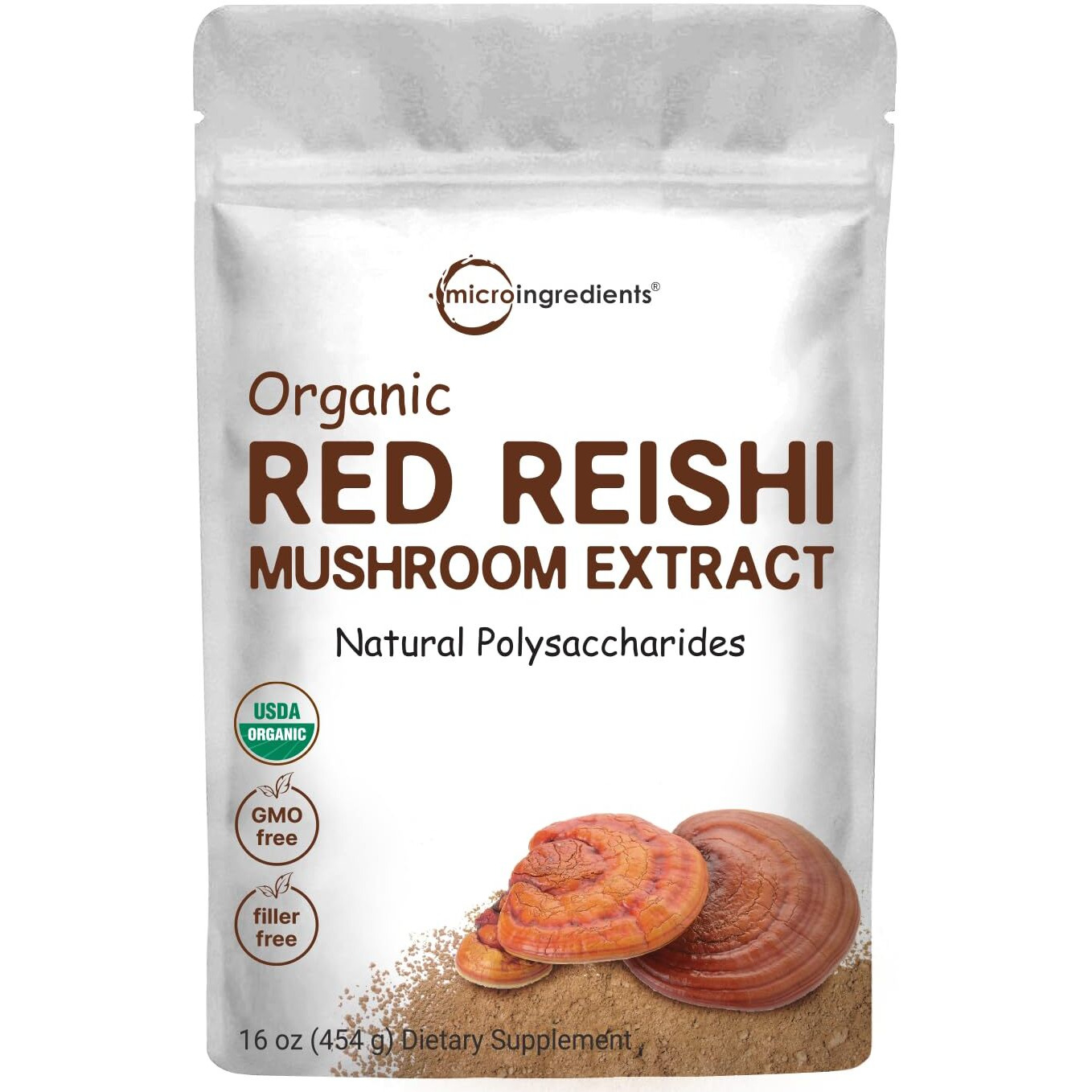 Micro Ingredients Organic Reishi Mushroom Powder, 16Oz | 1001 Extract, Red Reishi Mushrooms Supplement | Great For Mushroom Coffee Or Tea | Non-Gmo