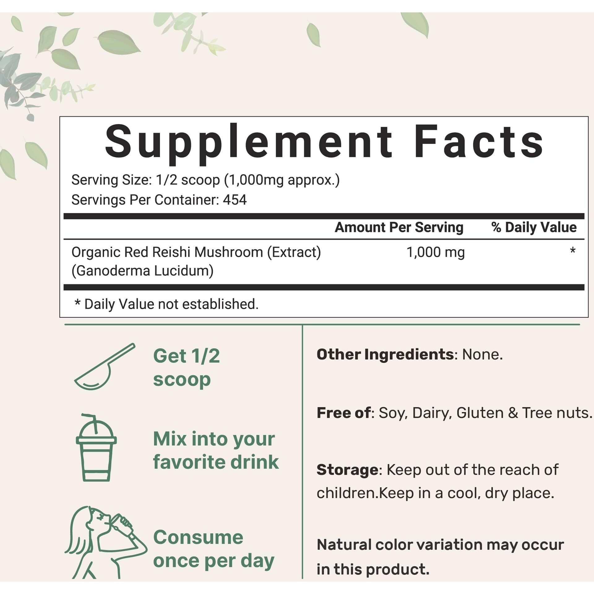 Micro Ingredients Organic Reishi Mushroom Powder, 16Oz | 1001 Extract, Red Reishi Mushrooms Supplement | Great For Mushroom Coffee Or Tea | Non-Gmo