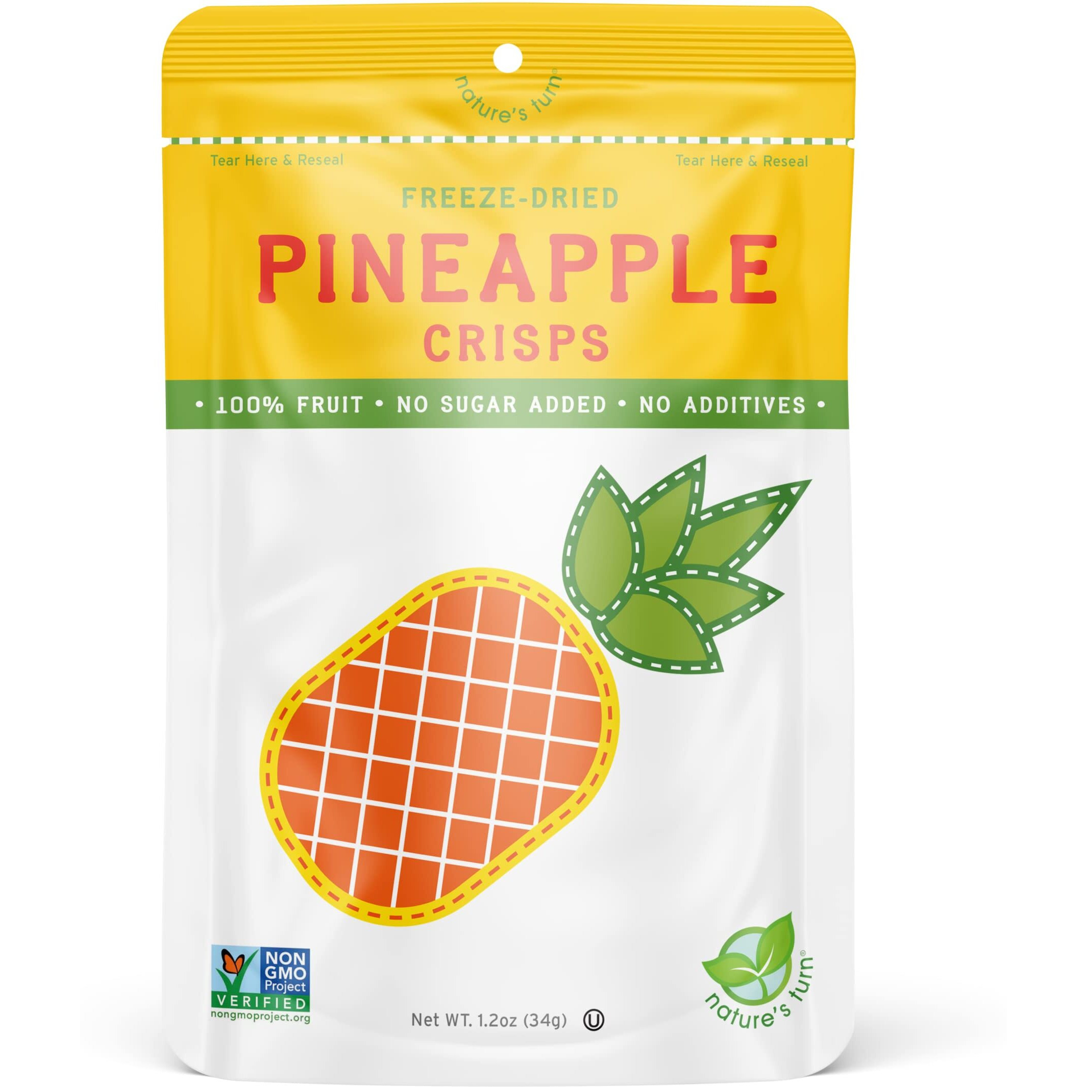 Nature's Turn Freeze-Dried Fruit Snacks, Pineapple Crisps, Pack Of 6 (1.2 Oz Each)