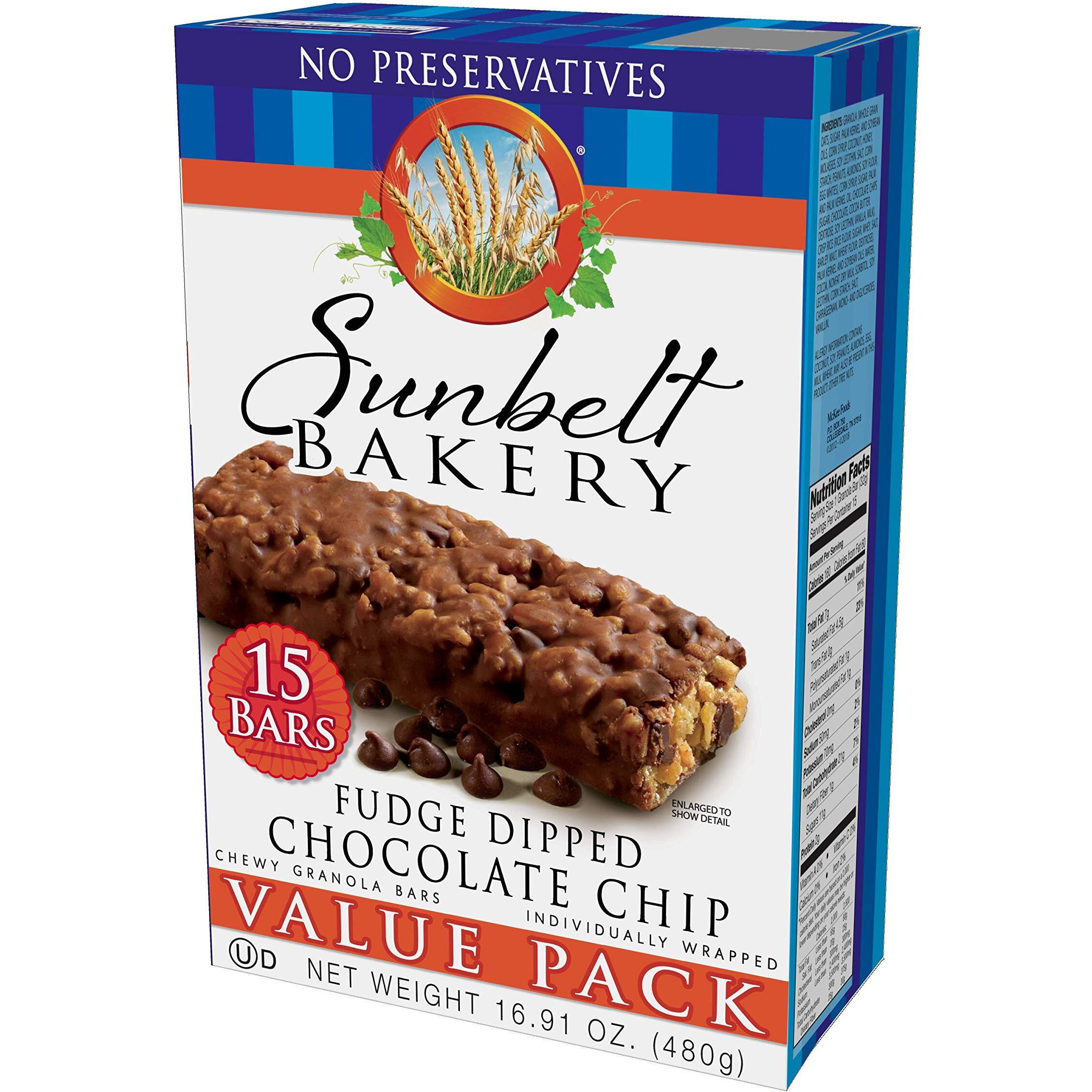 Sunbelt Bakery Fudge Dipped Chocolate Chip Chewy Granola Bars, 120-1.1 Oz Bars (8 Boxes)
