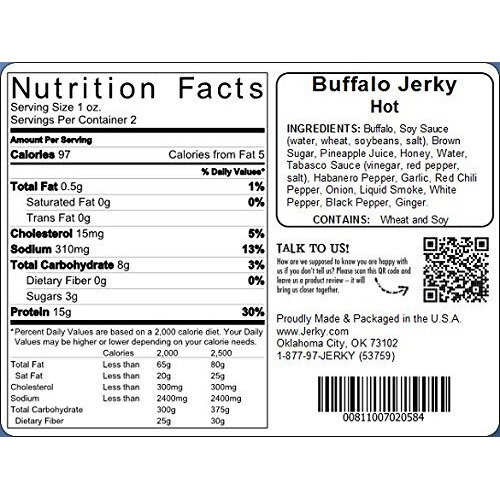 Jerky.Com Exotic Hot Buffalo Jerky - Wild Game Meat Snacks, Exotic Snacks, High-Protein, All-Natural, No Added Preservatives - Healthy Snacks For Adults - 1.75 Oz. (Pack Of 3)