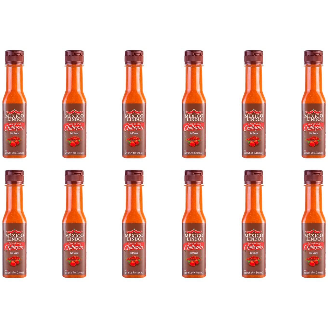 Mexico Lindo Chiltepin Hot Sauce | 14,200 Scoville Level | Traditional Spicy Flavor | 5 Fl Oz Bottles (Pack Of 12)