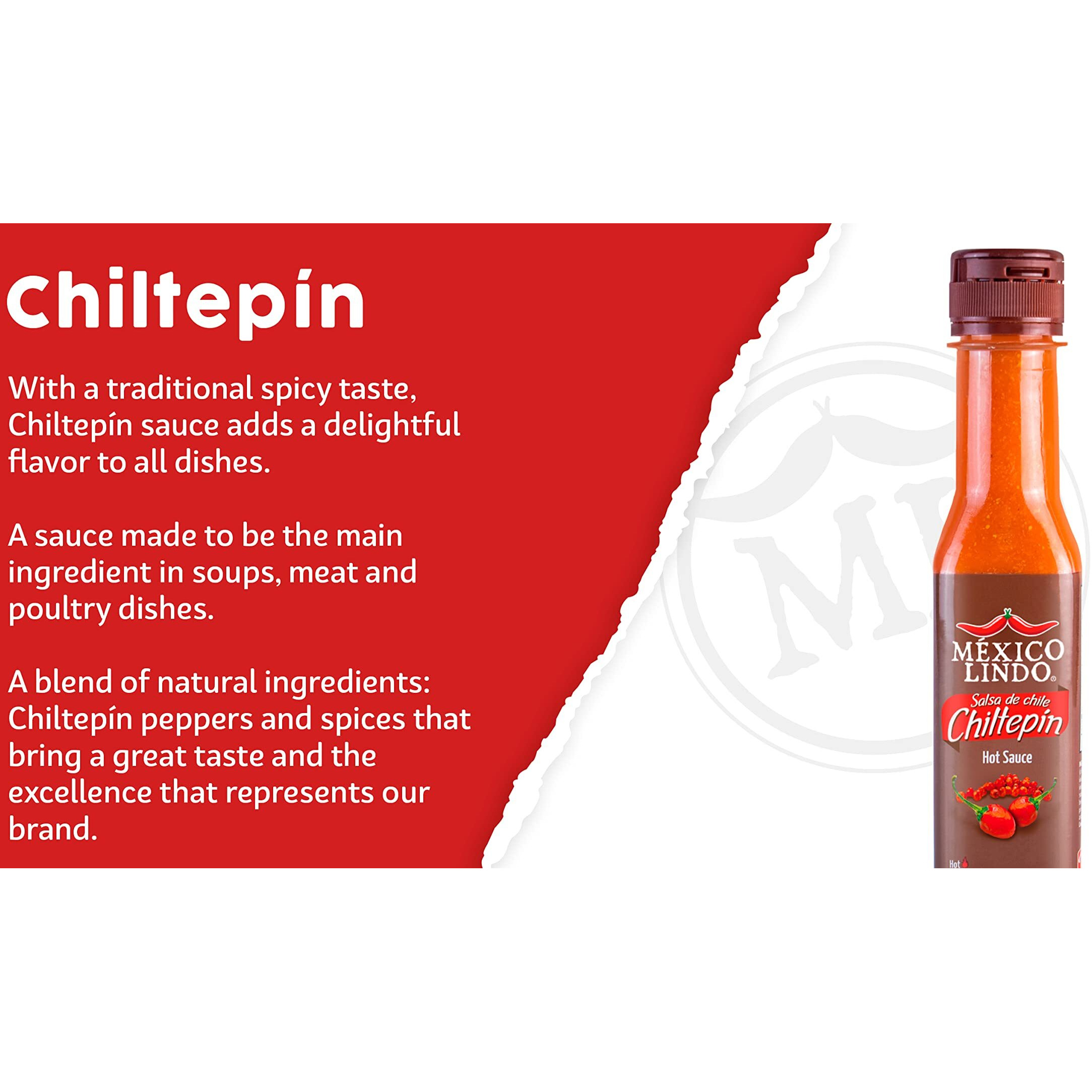 Mexico Lindo Chiltepin Hot Sauce | 14,200 Scoville Level | Traditional Spicy Flavor | 5 Fl Oz Bottles (Pack Of 12)