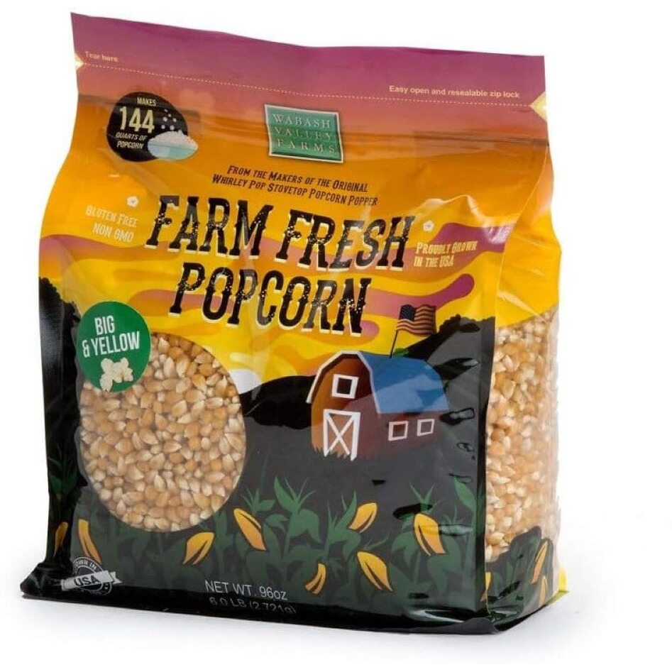 Wabash Valley Farms Popcorn Kernels - Big And Yellow Popcorn Kernels For Gourmet Popcorn, Popcorn Kernels For Popping, Non-Gmo Popcorn Seeds For Popcorn Maker, Farm Fresh Kernel Popcorn (6 Lb)