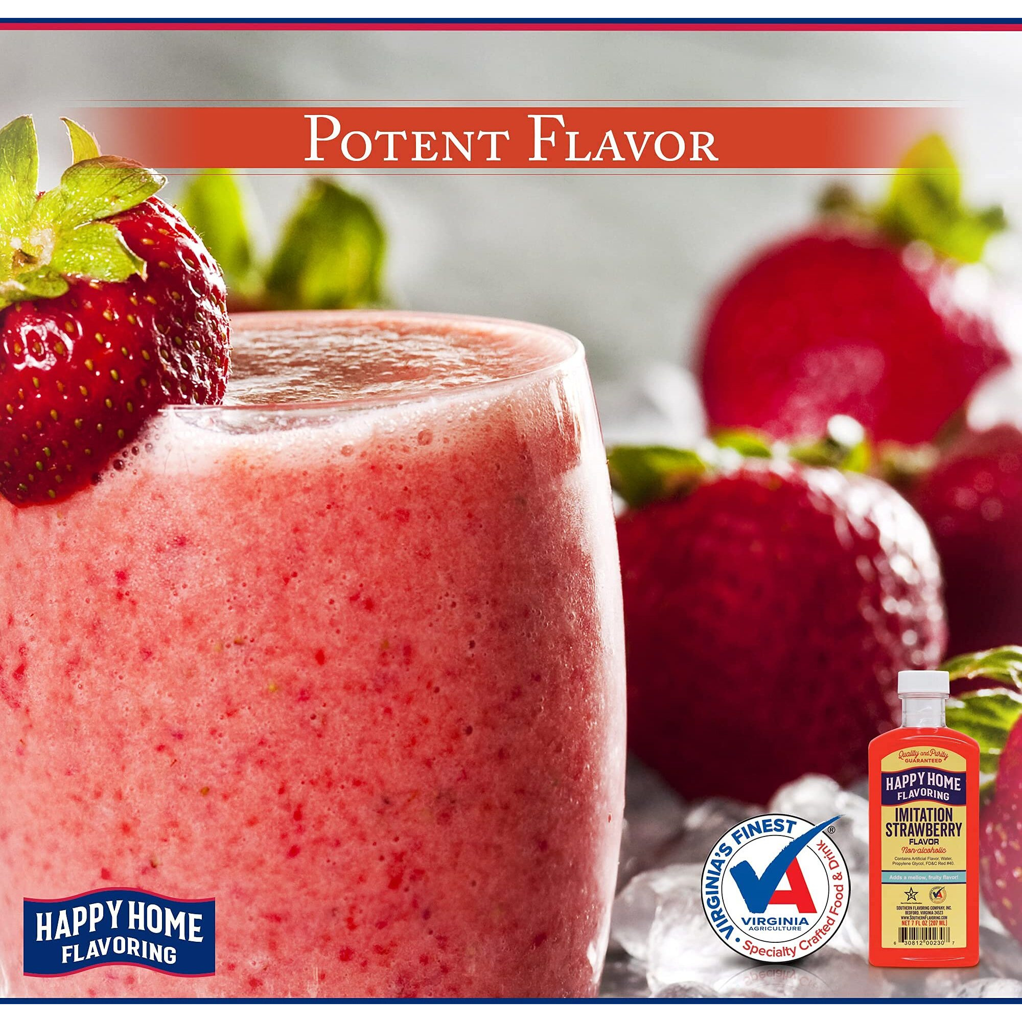 Happy Home Imitation Strawberry Flavoring, Non-Alcoholic, Certified Kosher, 7 Oz.