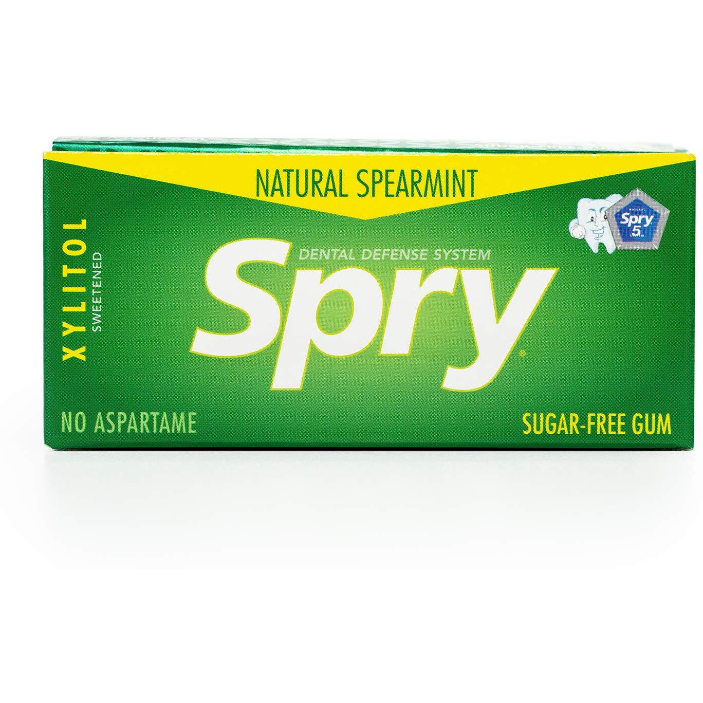 Spry Fresh Natural Xylitol Chewing Gum Dental Defense System Aspartame-Free Sugar Free Gum (Spearmint, 10 Count Blister Cards - Pack Of 20)