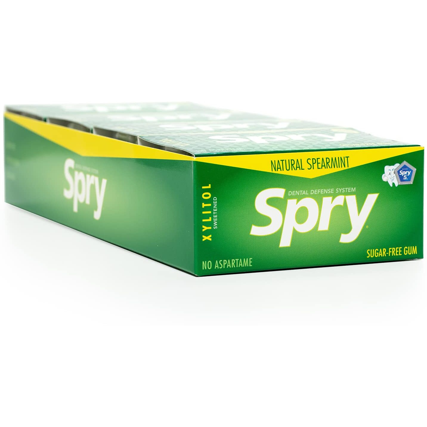 Spry Fresh Natural Xylitol Chewing Gum Dental Defense System Aspartame-Free Sugar Free Gum (Spearmint, 10 Count Blister Cards - Pack Of 20)