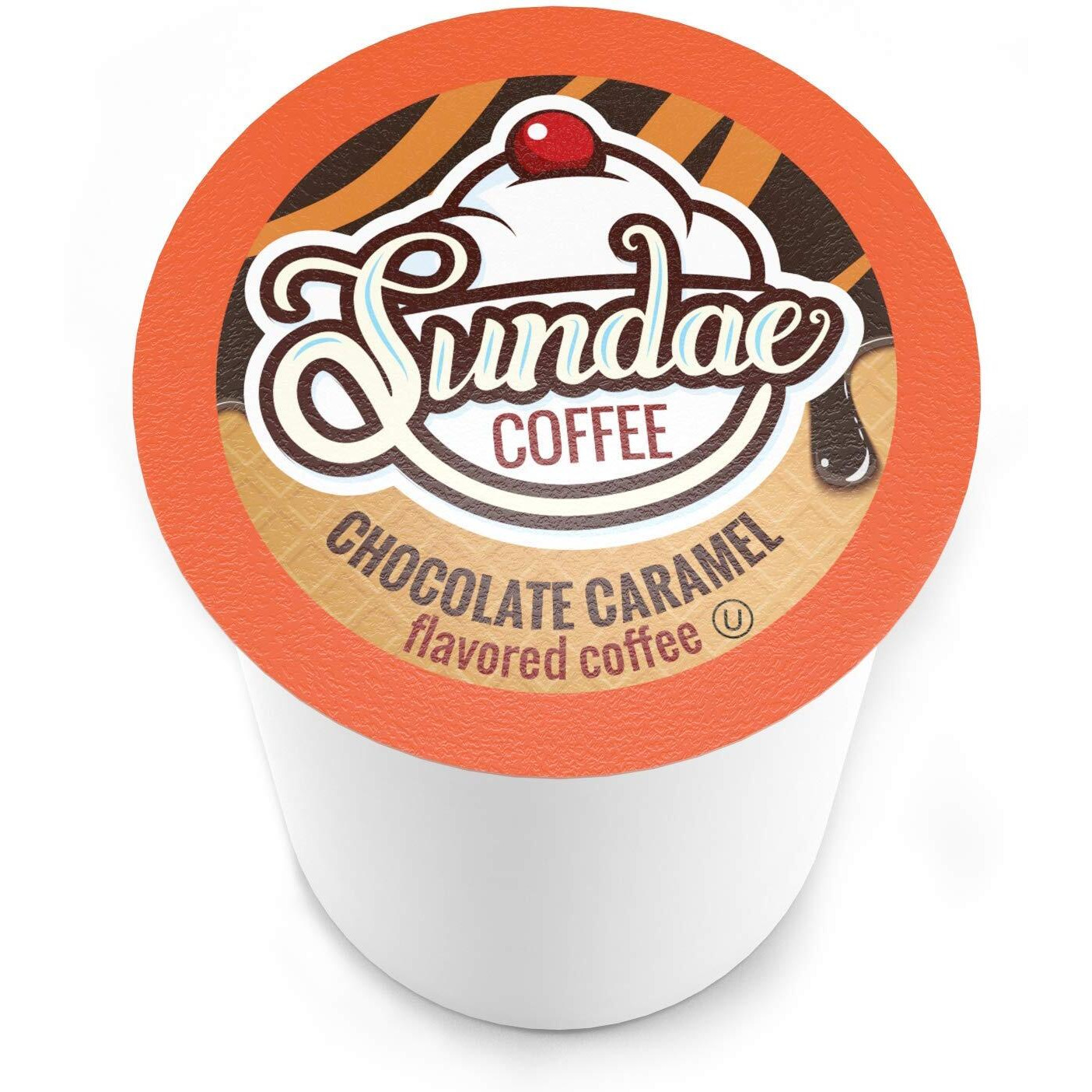 Sundae Ice Cream Flavored Coffee Pods, Compatible With 2.0 Keurig K-Cup Brewer, (Chocolate Caramel) 48 Count