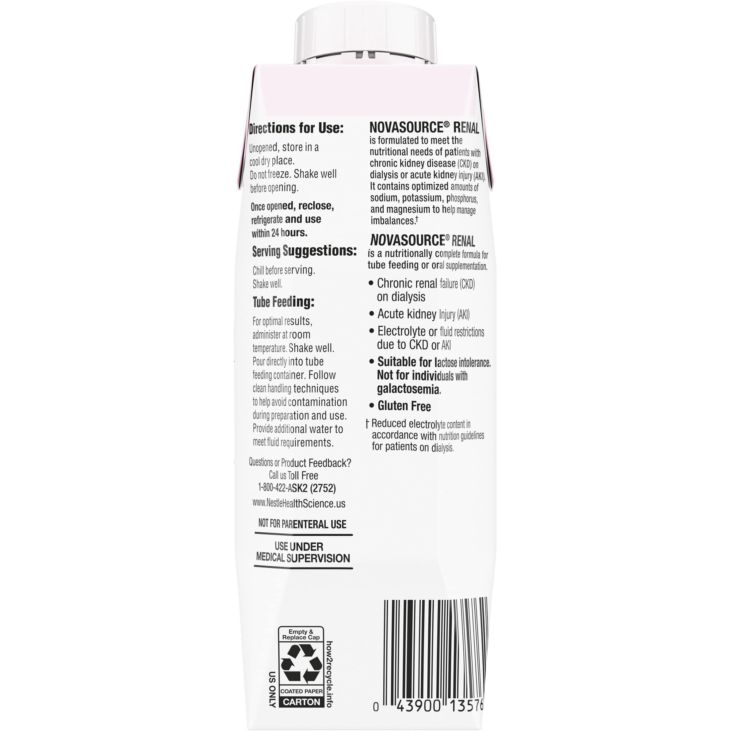 Novasource (2.0 Kcal/Ml) Renal Strawberry Formula For Patients On Dialysis (475 Calories, 22G Protein) 8 Fl Oz (Pack Of 24)